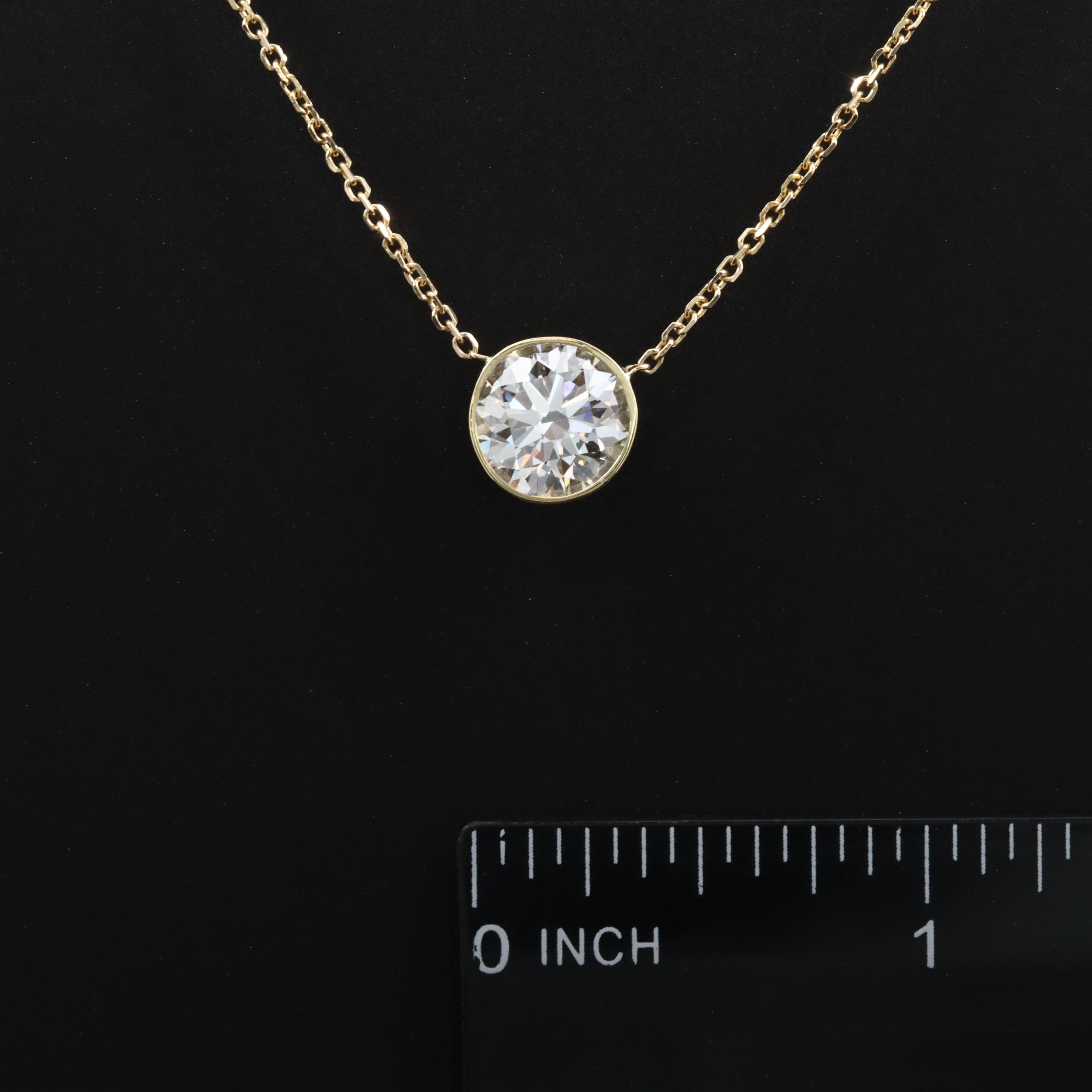 18K 2.54 CT Lab Grown Diamond Necklace with an IGI Report