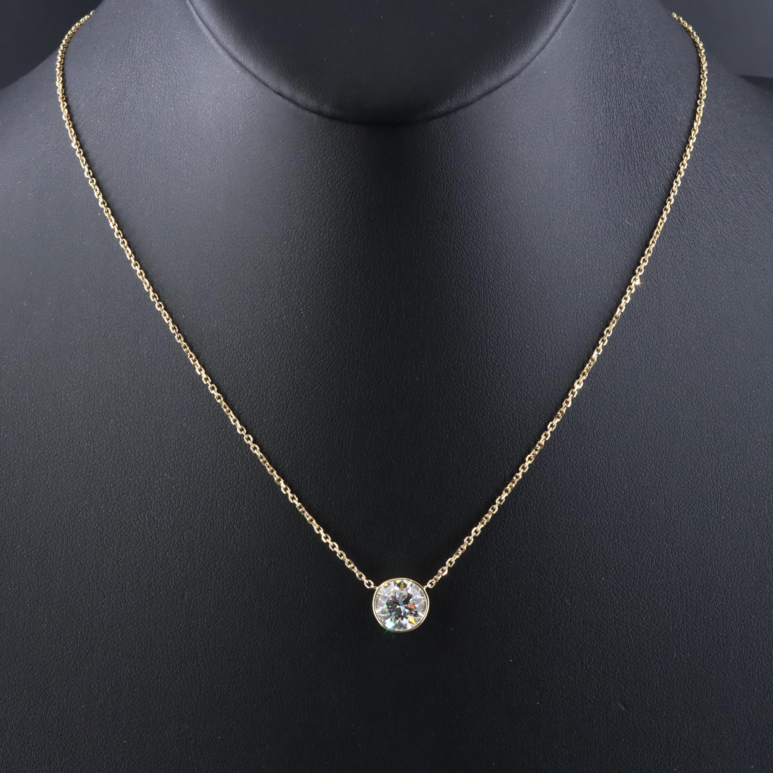 18K 2.54 CT Lab Grown Diamond Necklace with an IGI Report