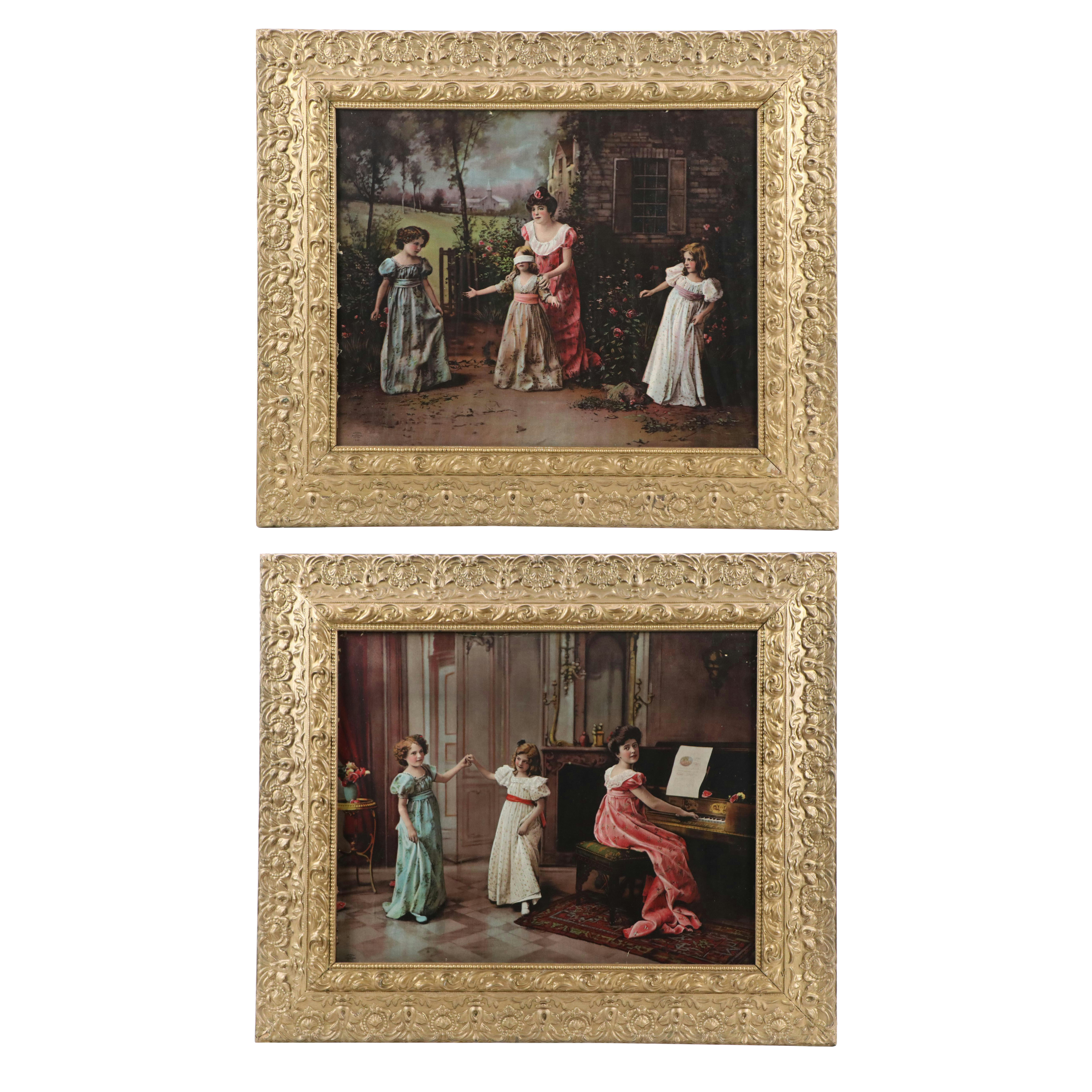 Victorian Relief Halftones Depicting Family Scenes, Circa 1901