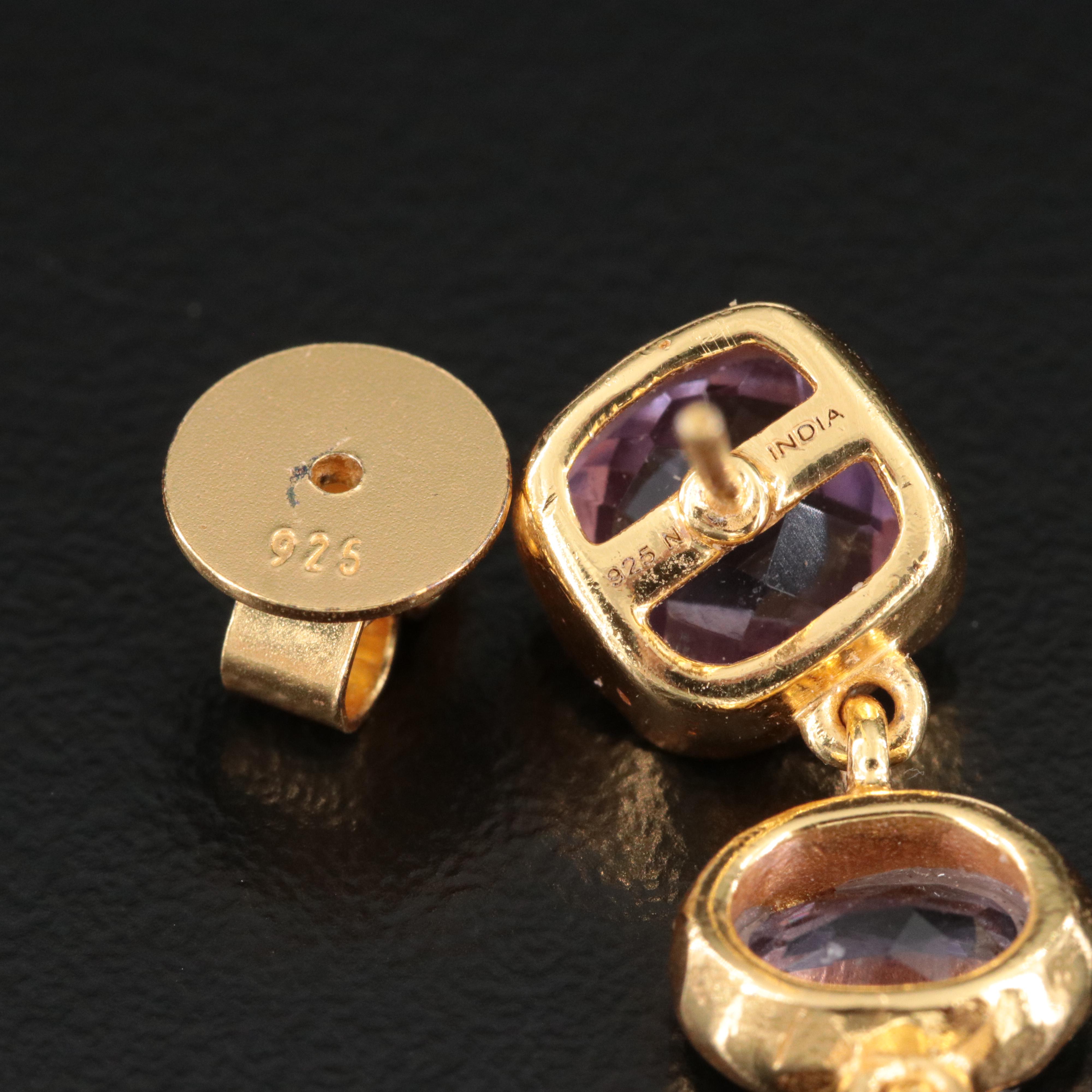 Sterling Amethyst Drop Earrings