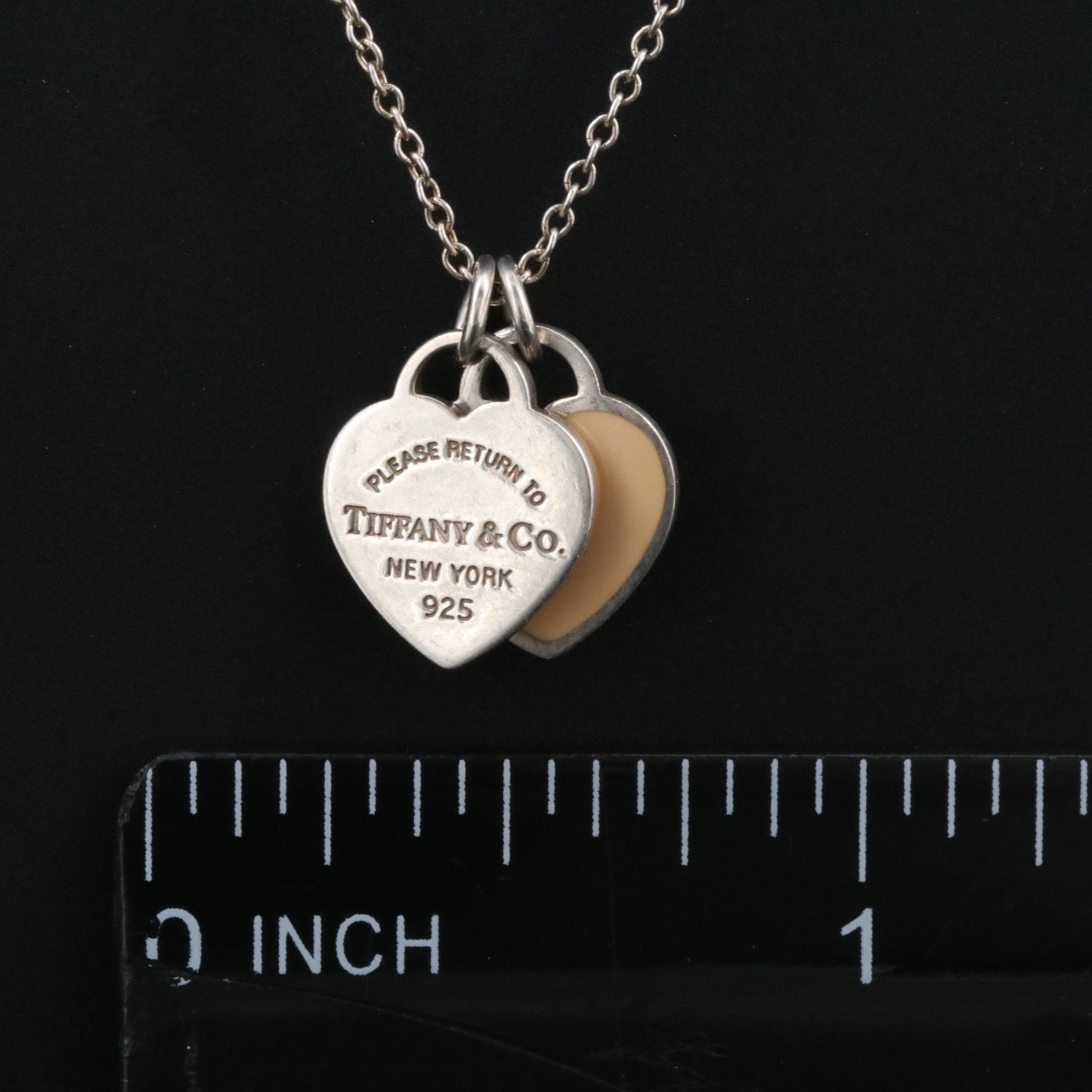 Tiffany & Co. Return to Tiffany Sterling and Enamel Double Heart Necklace