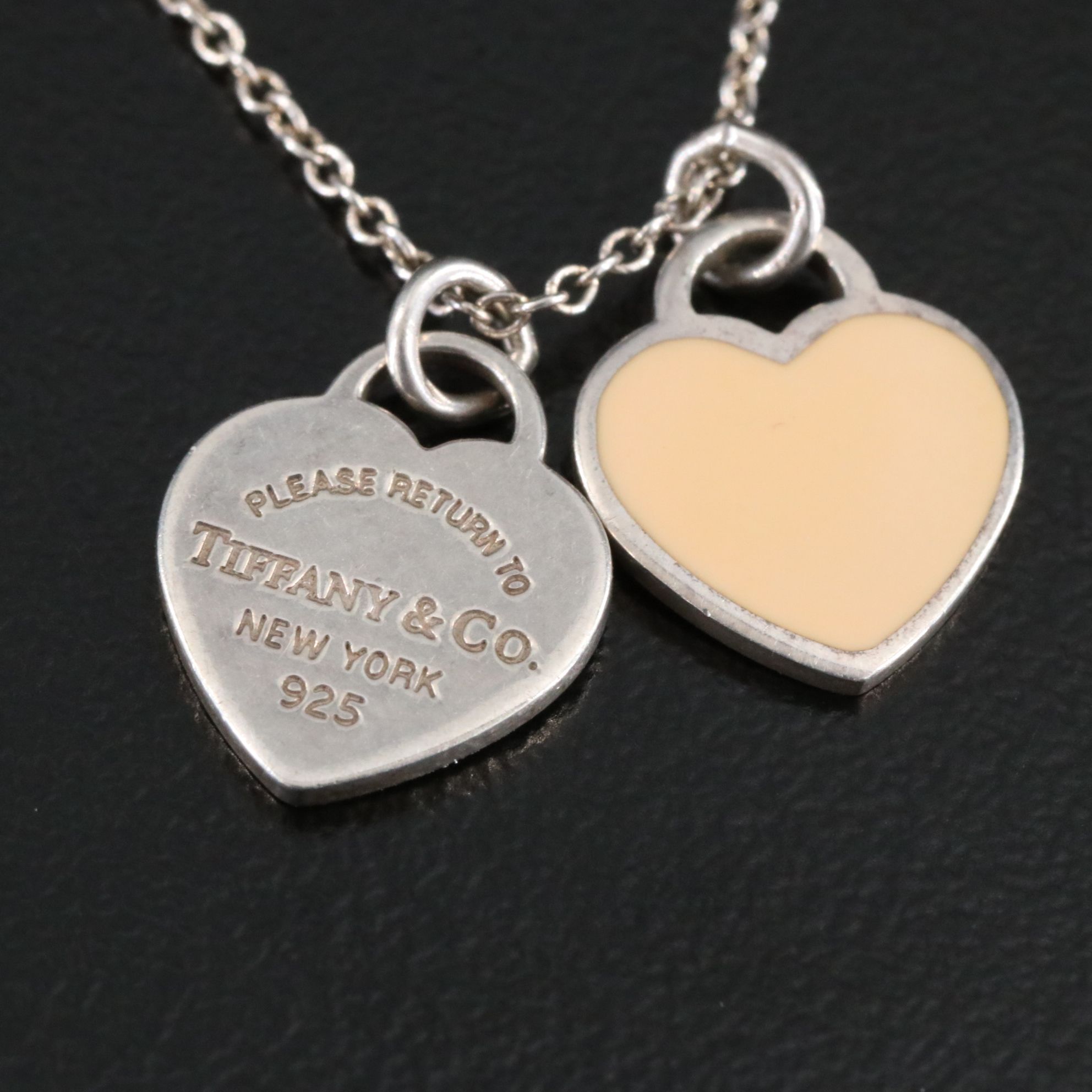 Tiffany & Co. Return to Tiffany Sterling and Enamel Double Heart Necklace