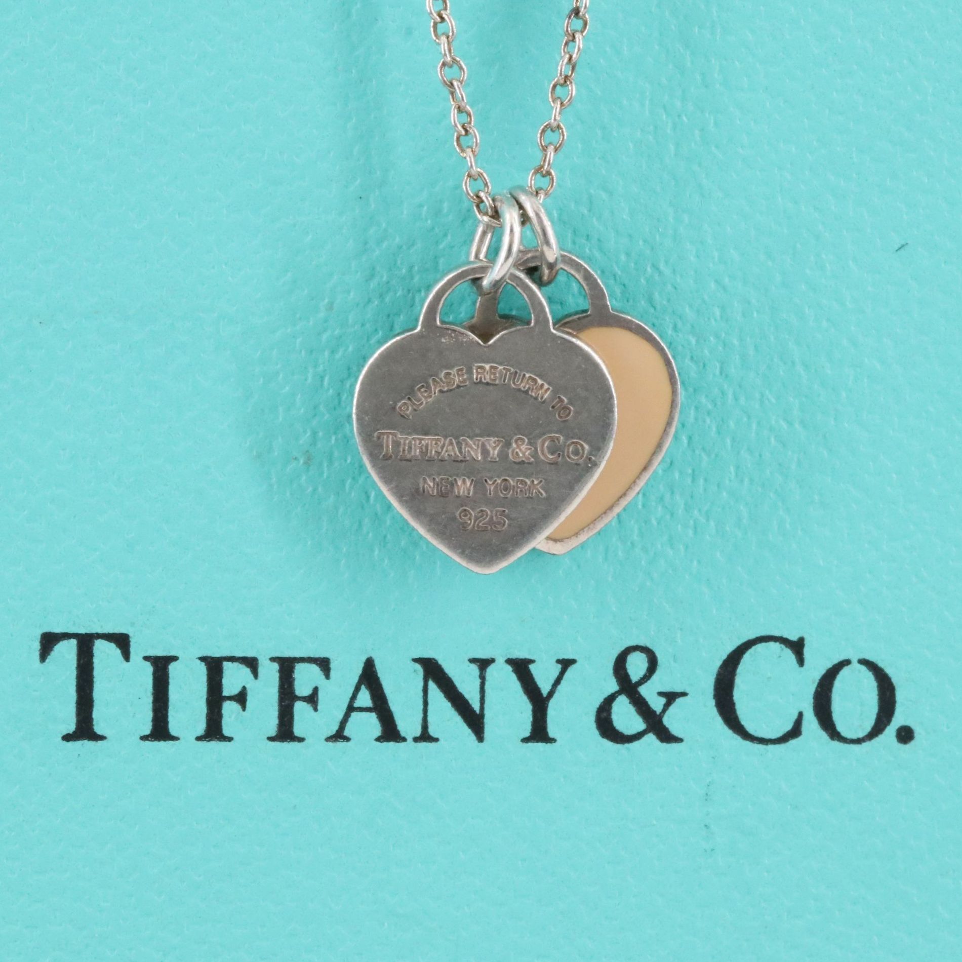 Tiffany & Co. Return to Tiffany Sterling and Enamel Double Heart Necklace