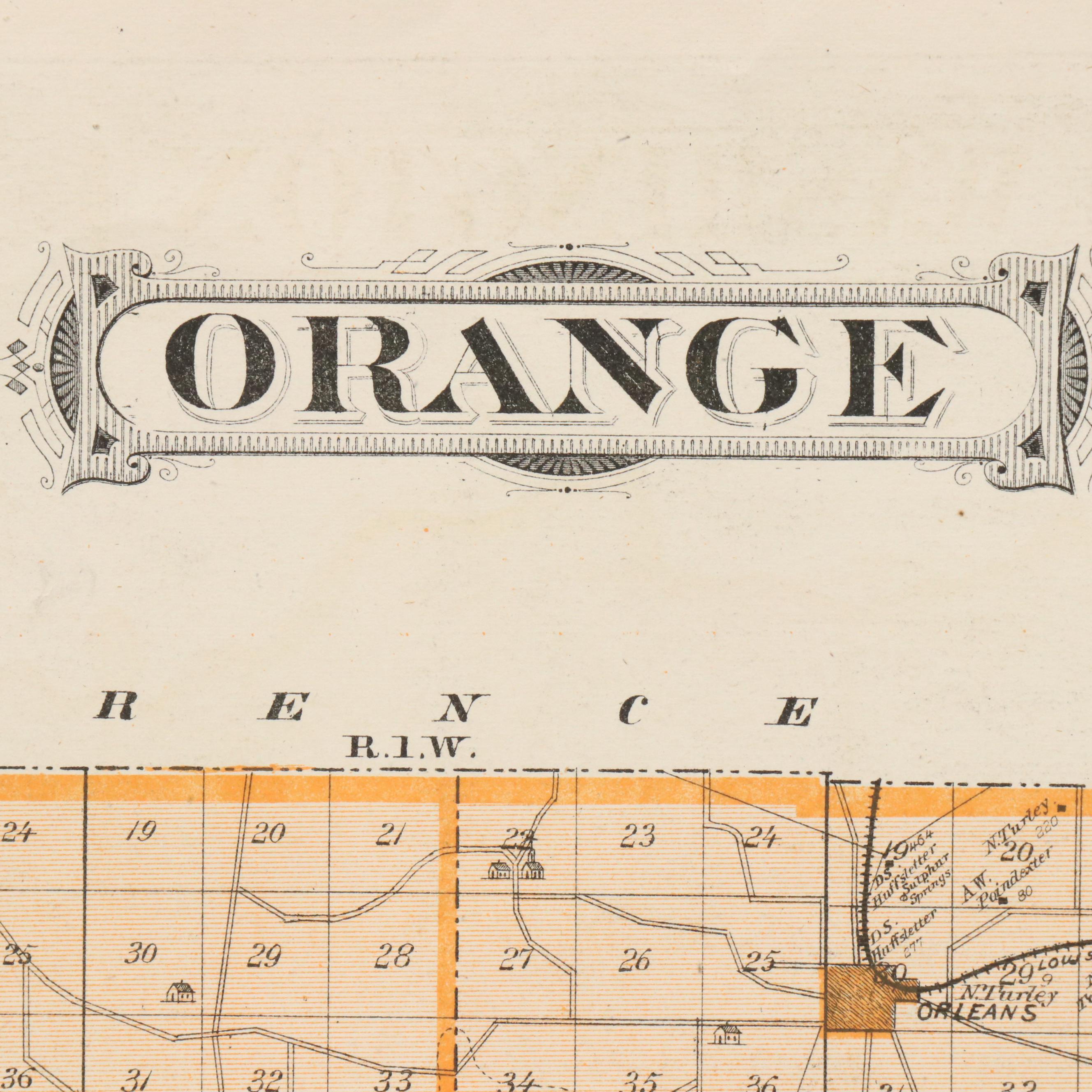 Alfred Theodore Andreas Wax Engraving "Map of Orange County" and City Maps, 1876