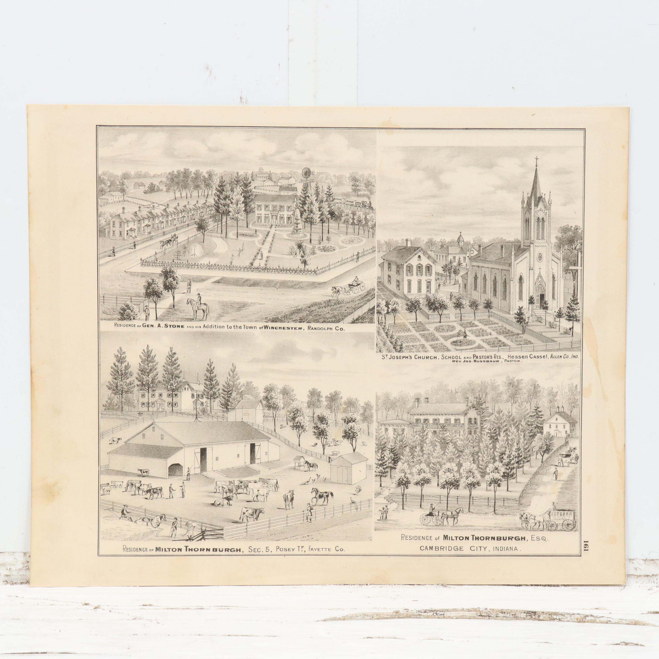 Alfred Theodore Andreas Wax Engraving "Map of Orange County" and City Maps, 1876