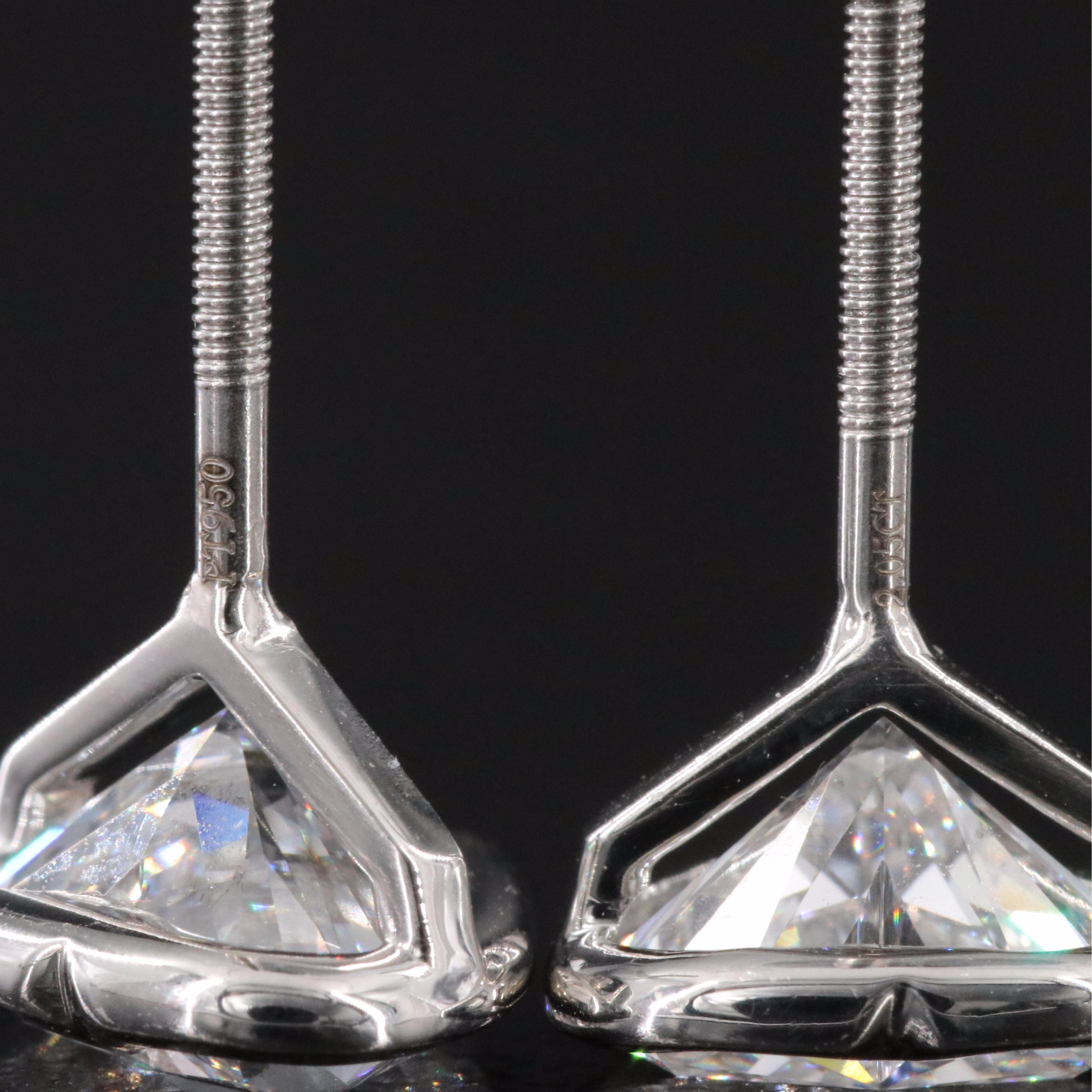 Platinum 4.11 CTW Lab Grown Diamond Heart Stud Earrings with IGI Reports