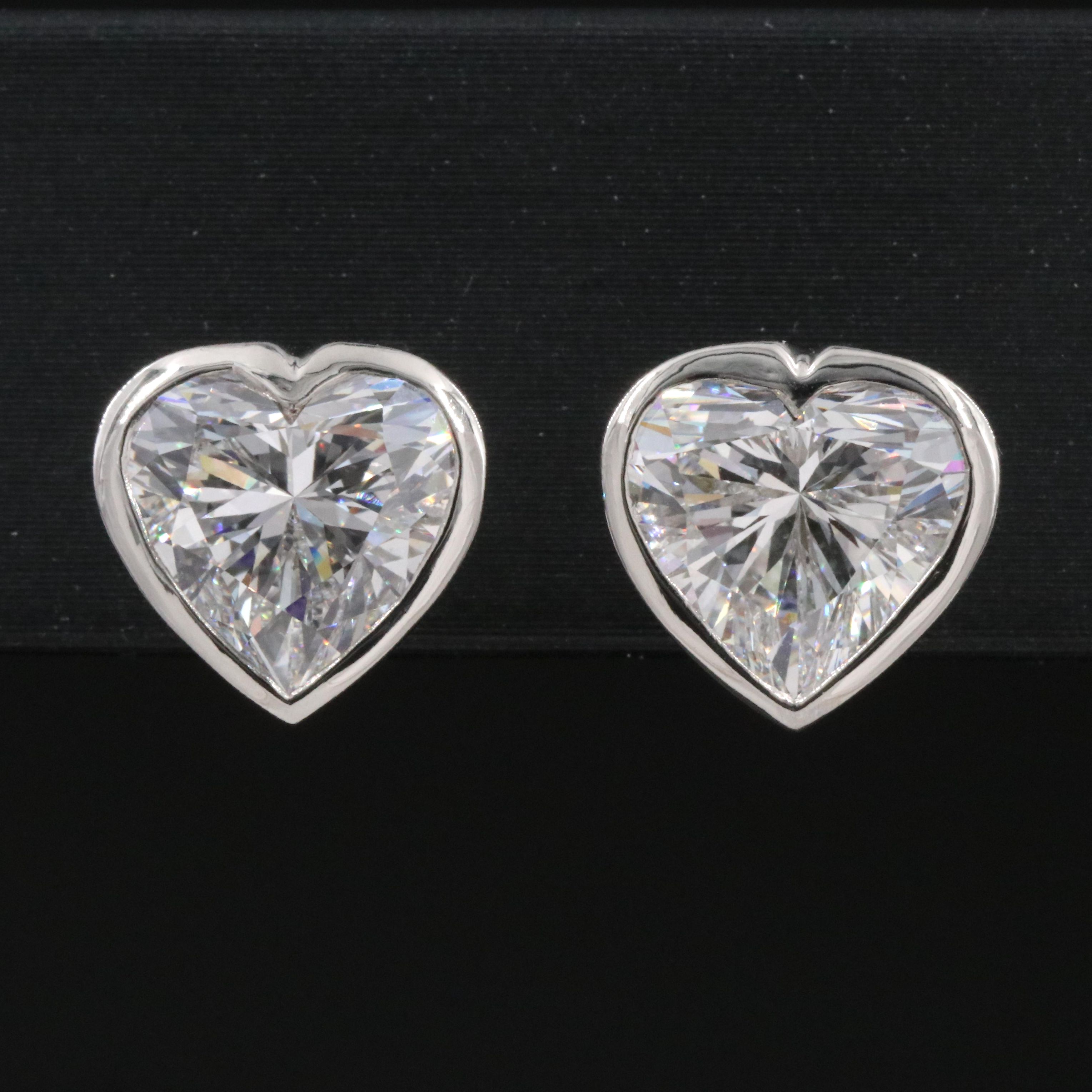Platinum 4.11 CTW Lab Grown Diamond Heart Stud Earrings with IGI Reports