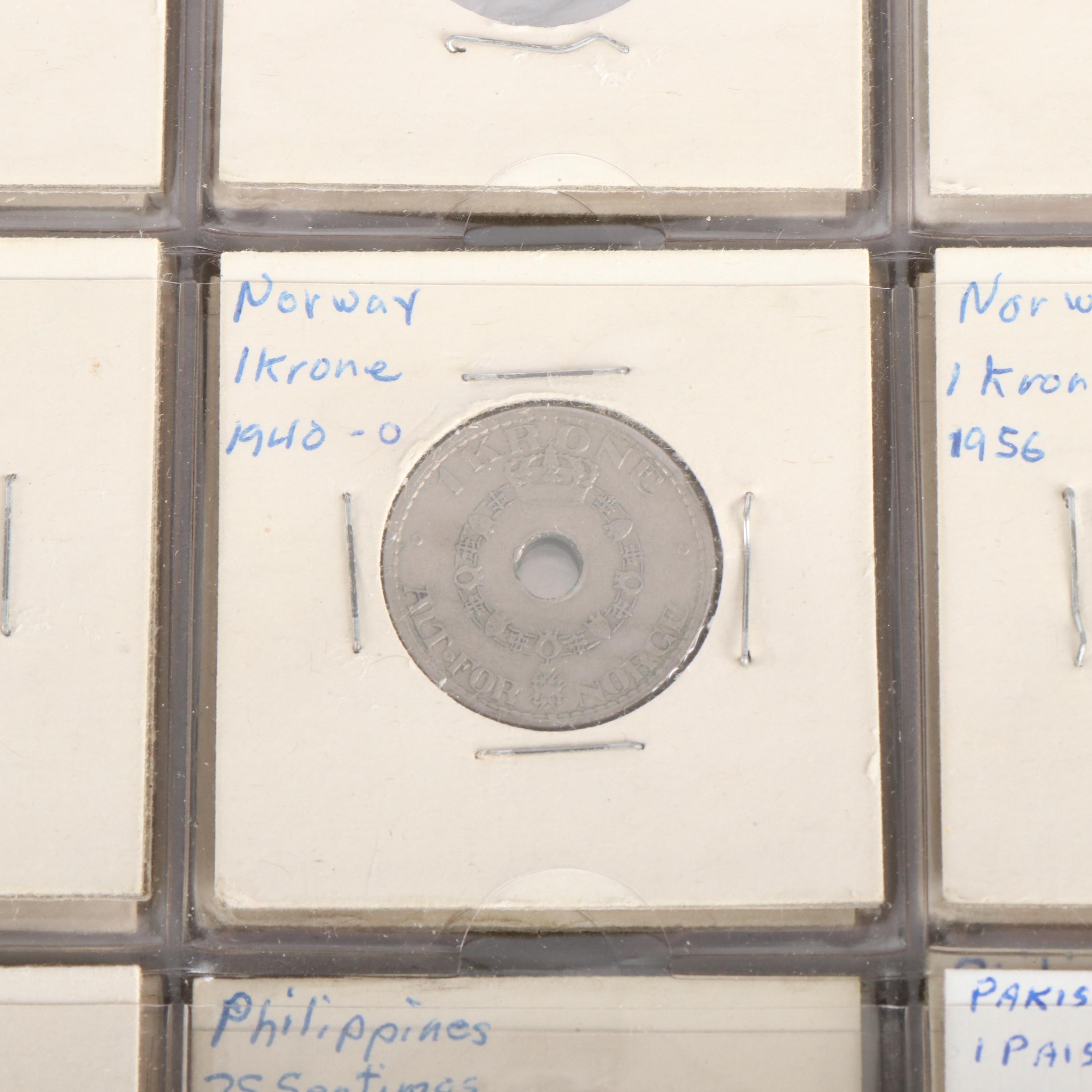 Two Albums with More Than 325 Foreign Coins with Some Silver