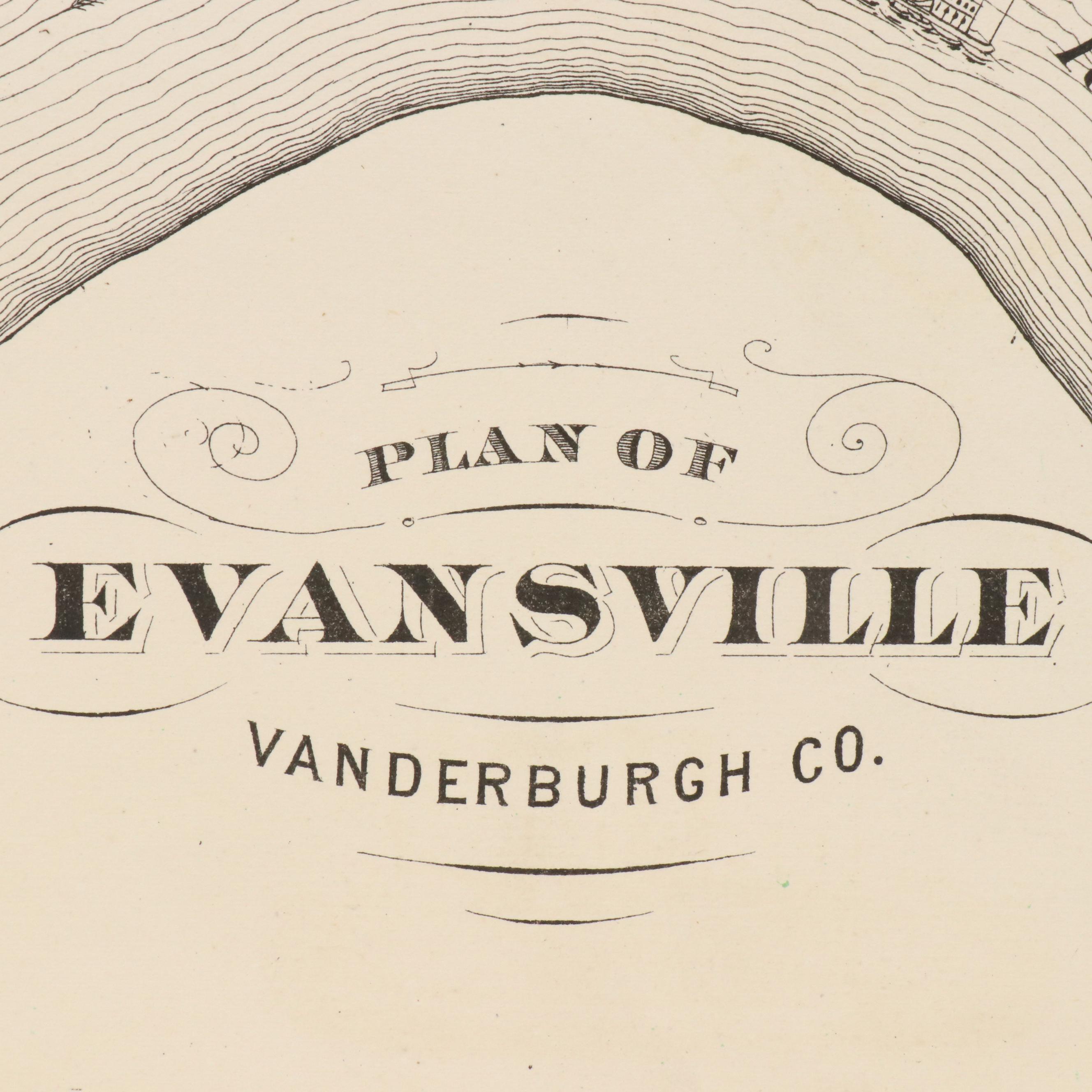 A. T. Andreas Wax Engraving "Map of Vanderburgh County" and City Maps, 1876