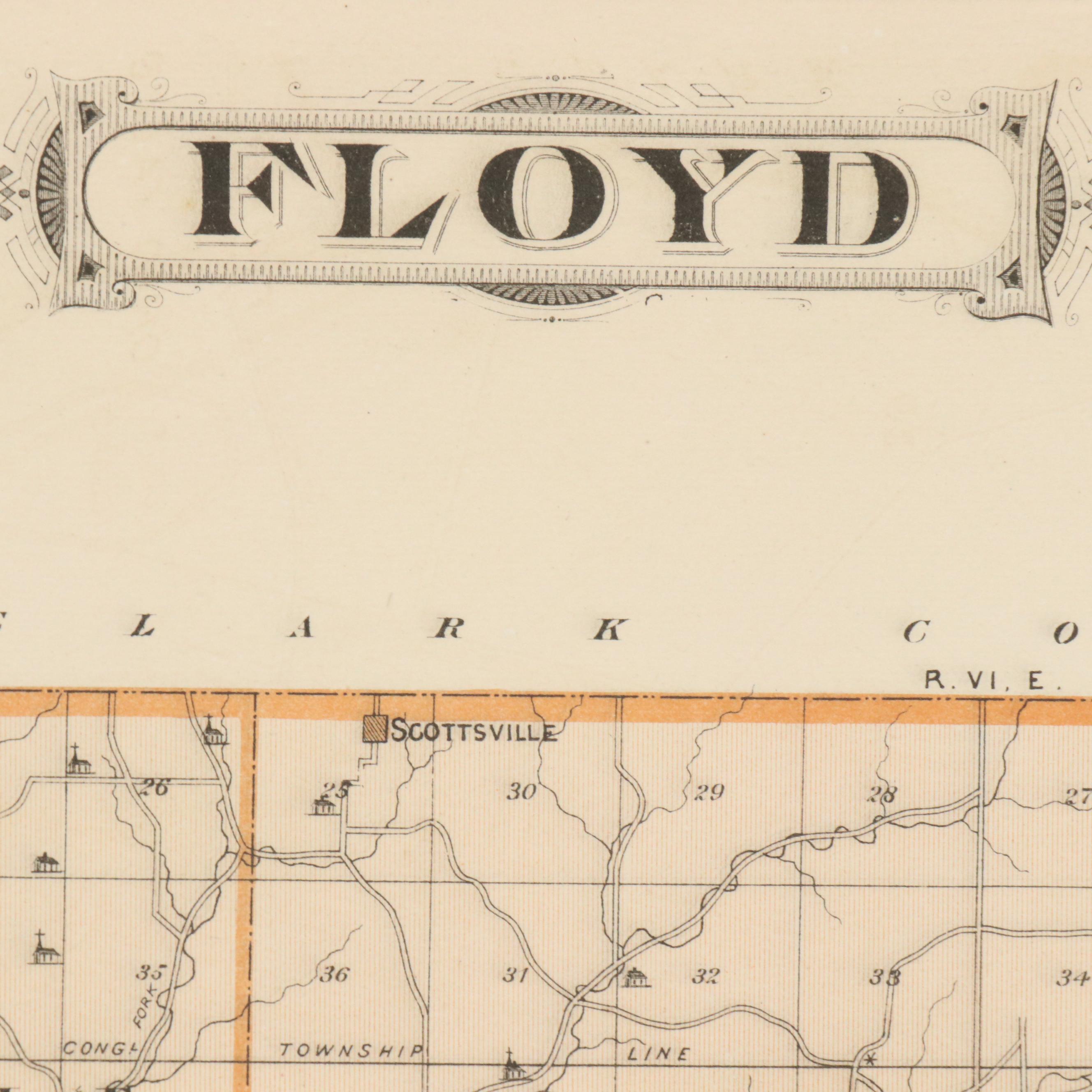 A. T. Andreas Wax Engraving "Map of Vanderburgh County" and City Maps, 1876