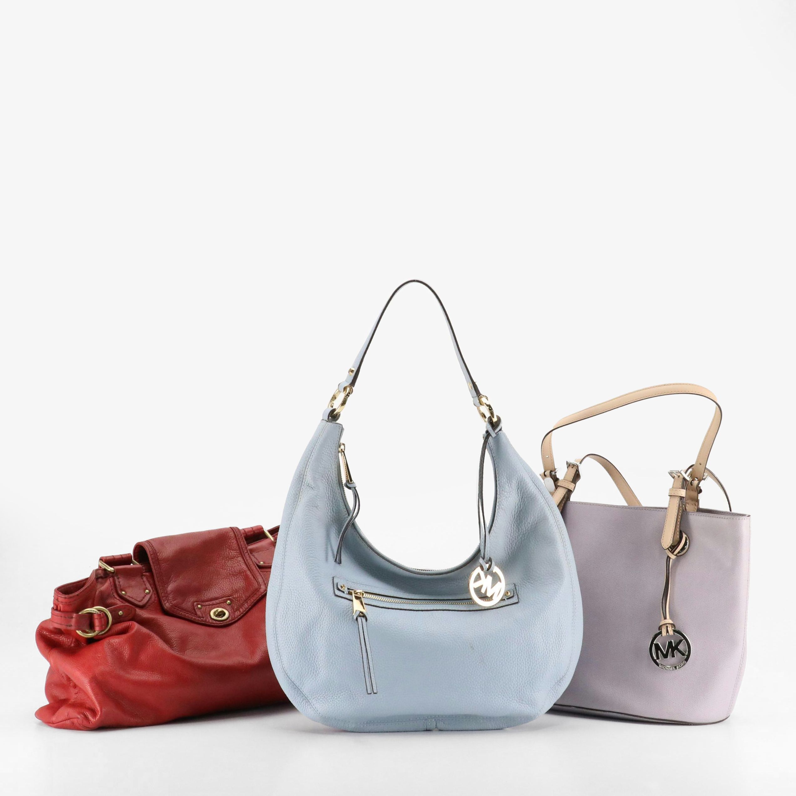 Marc Jacobs Large Red Leather Satchel, Michael Kors Bucket Tote and Hobo Bag