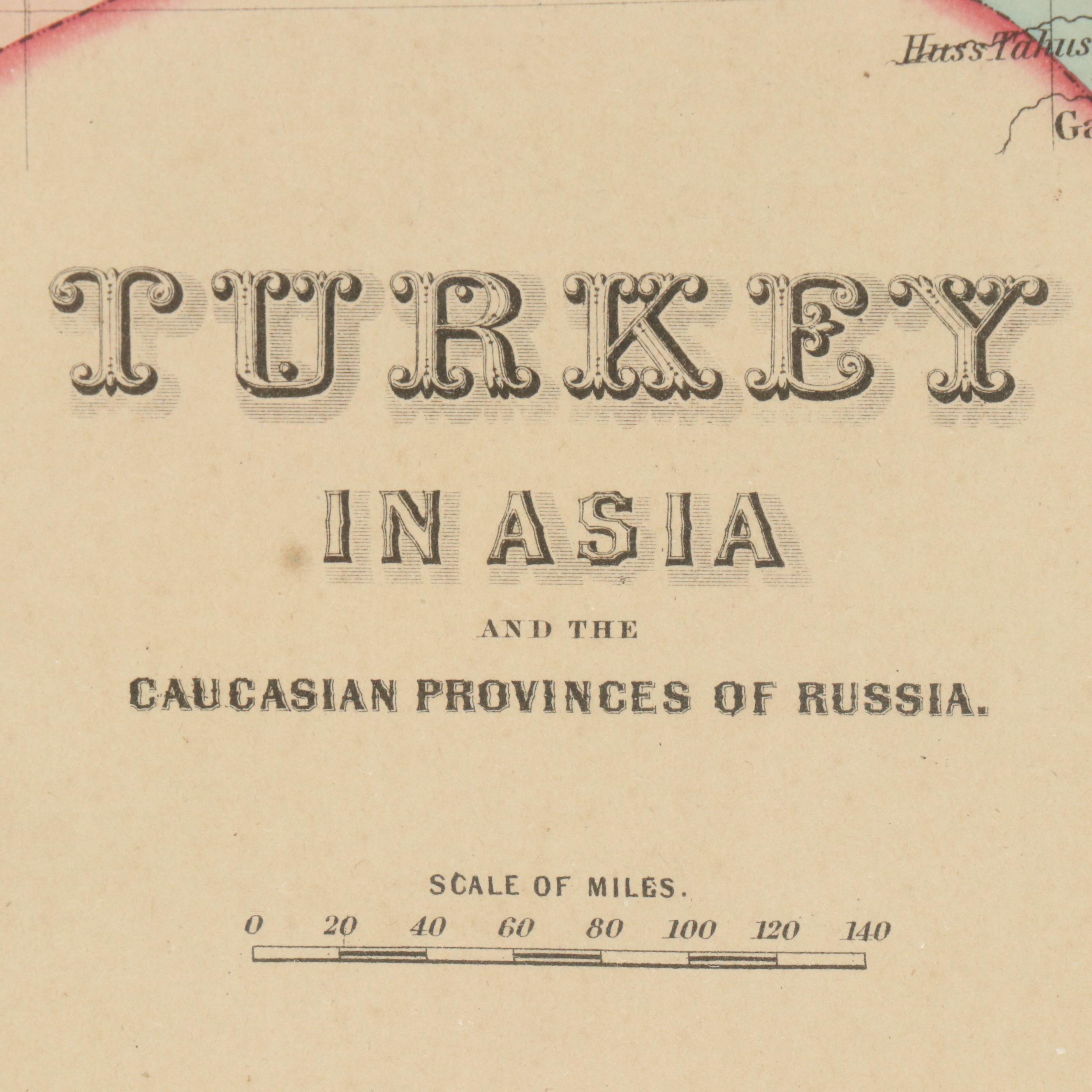 J. H. Colton & Co. Hand-Colored Engraved Map "Turkey in Asia," Circa 1855