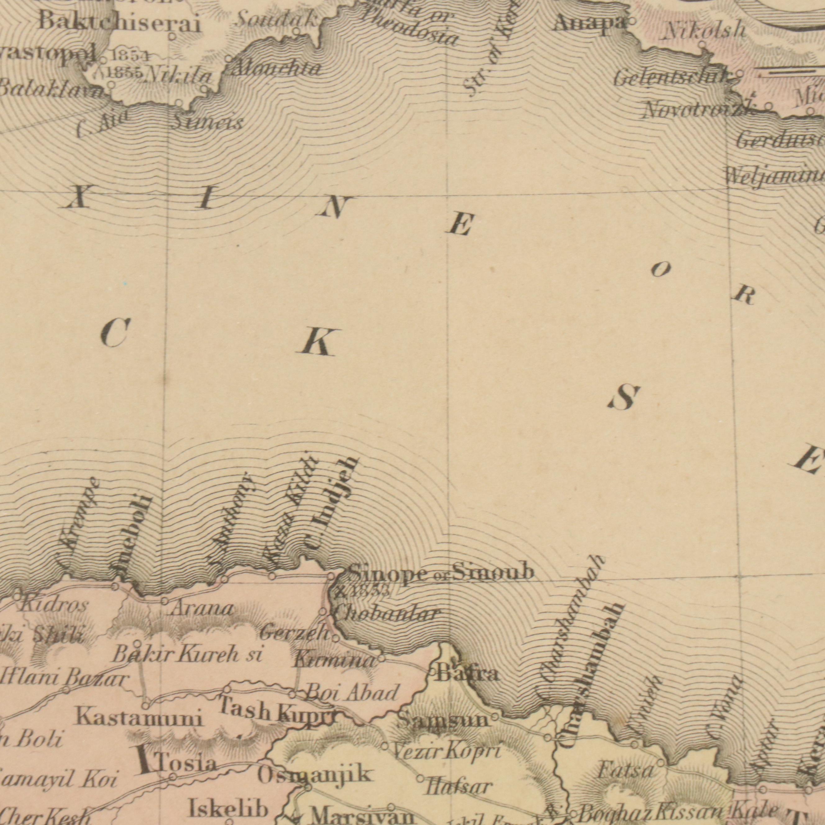 J. H. Colton & Co. Hand-Colored Engraved Map "Turkey in Asia," Circa 1855