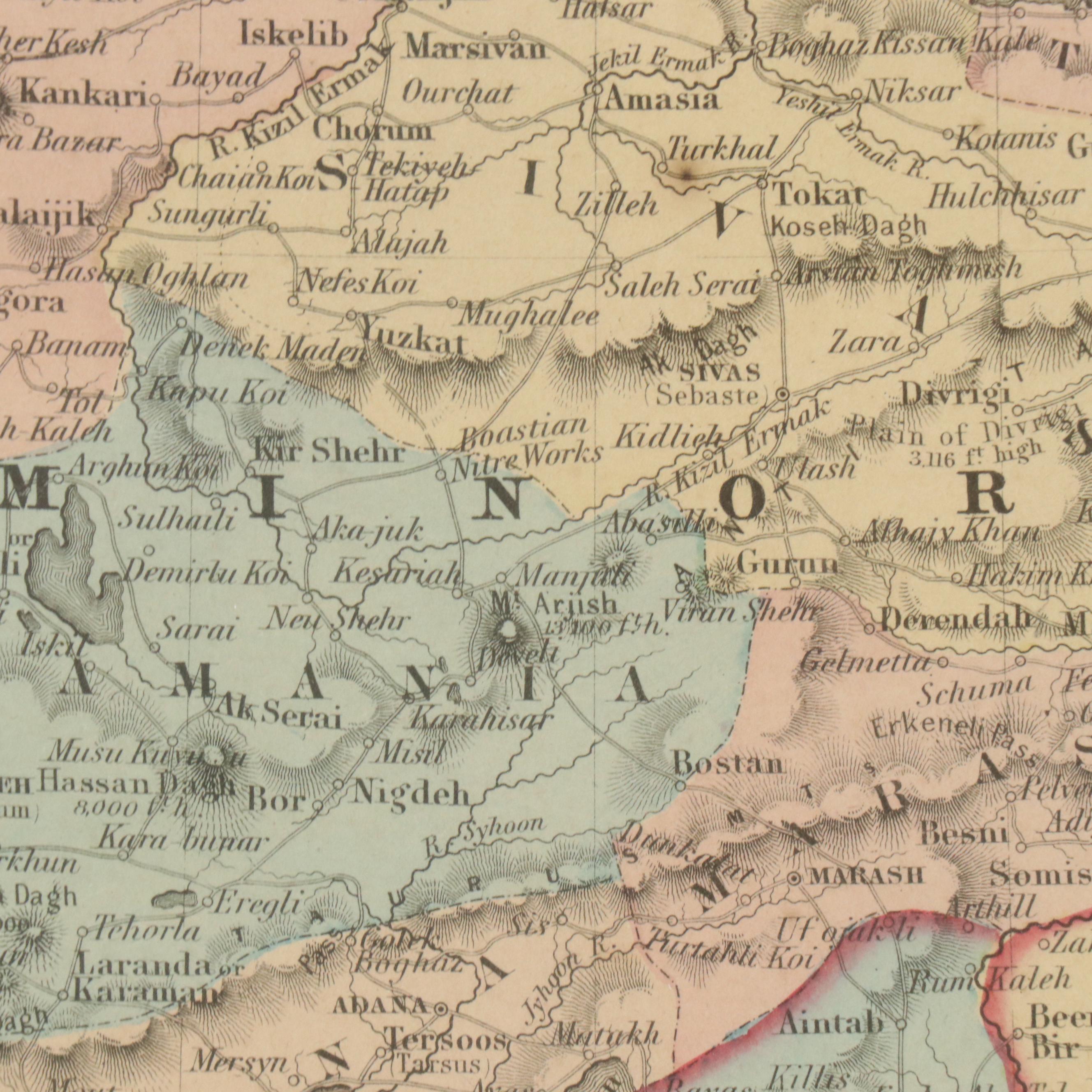 J. H. Colton & Co. Hand-Colored Engraved Map "Turkey in Asia," Circa 1855
