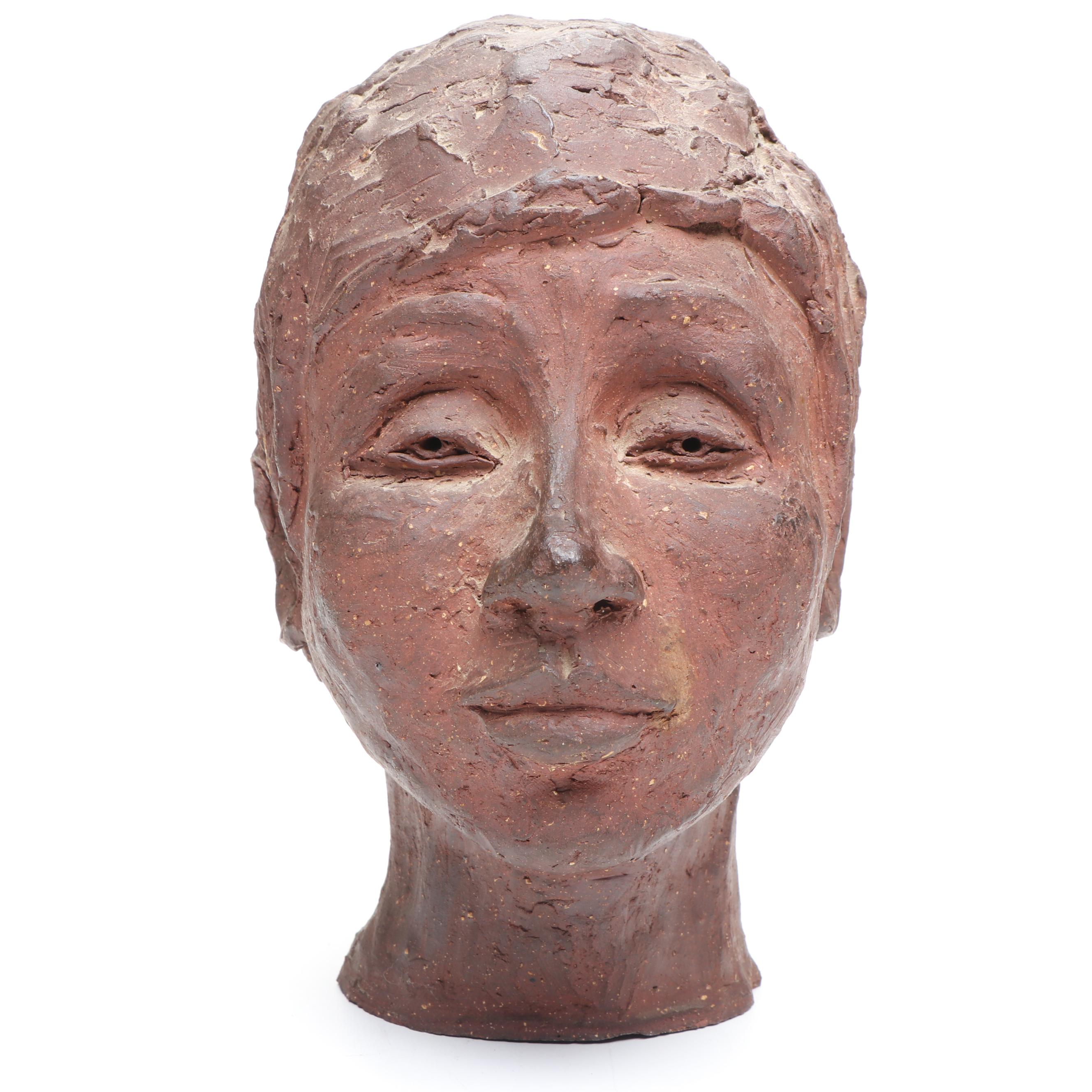 Handmade Clay Bust of Woman