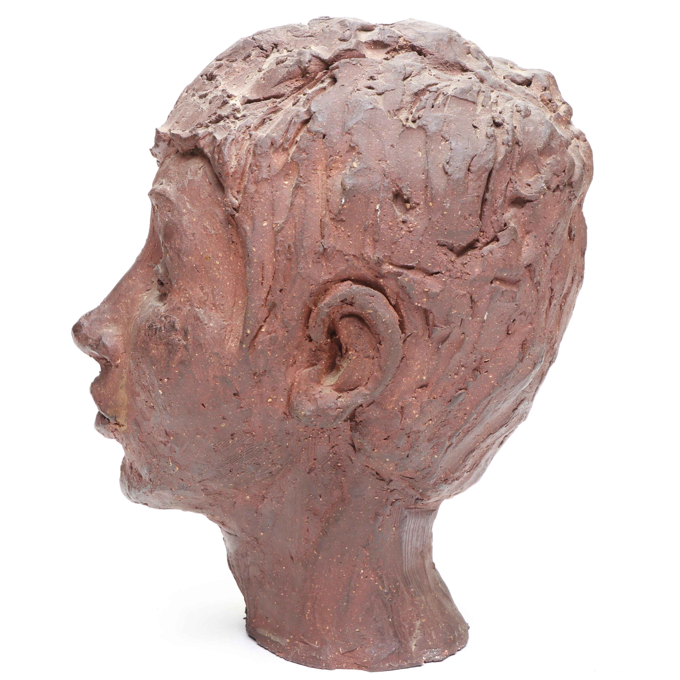 Handmade Clay Bust of Woman