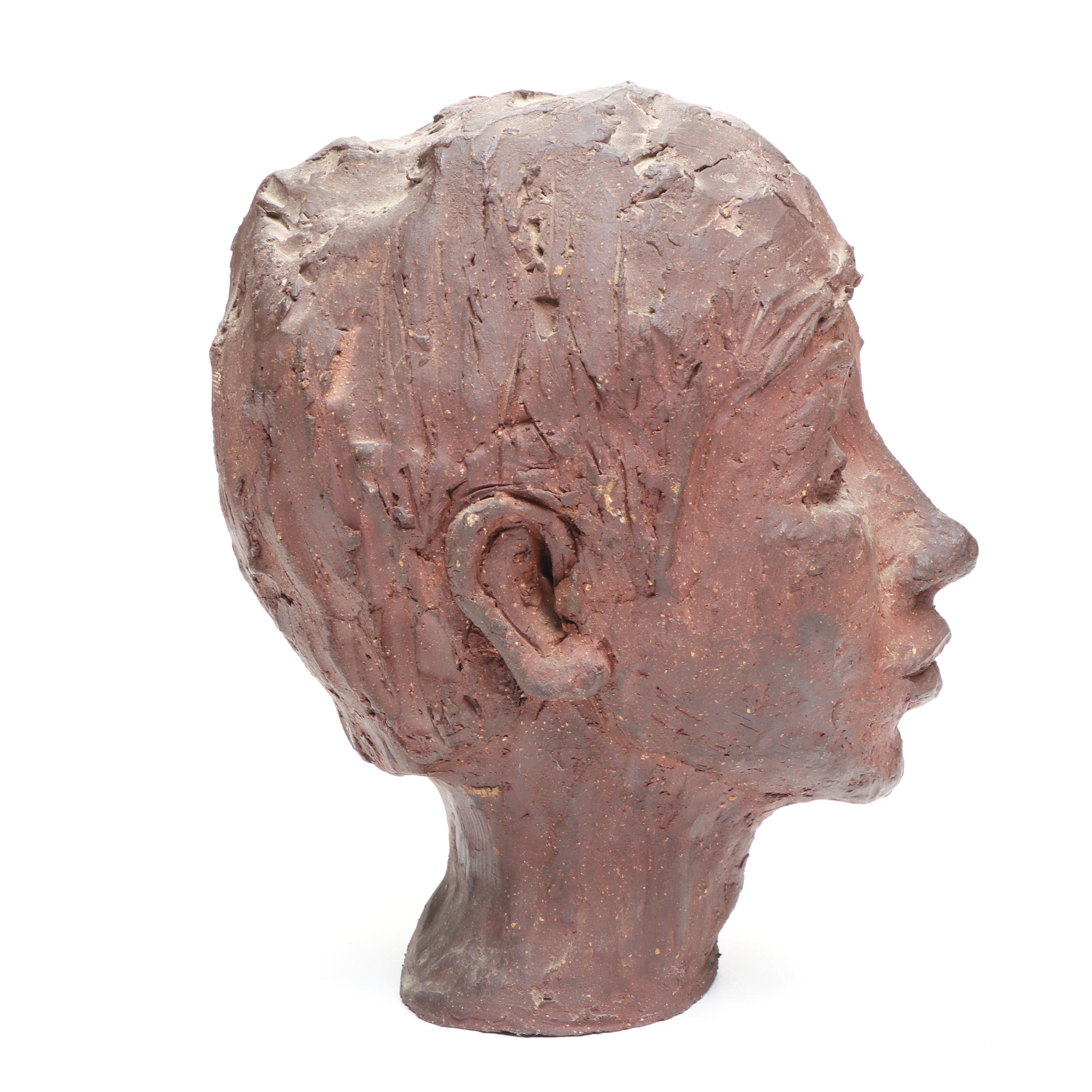 Handmade Clay Bust of Woman