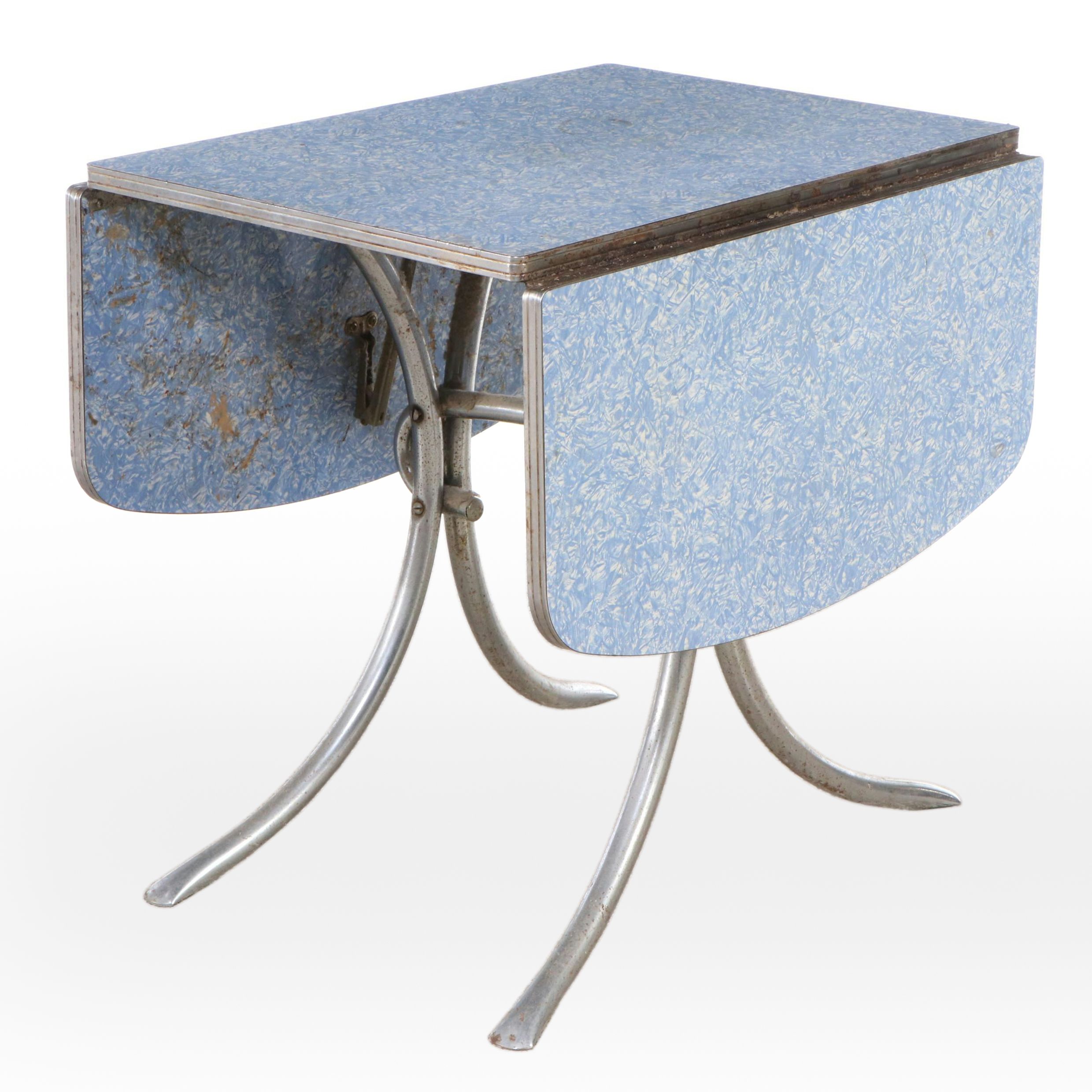 Mid Century Aluminum and Laminate Drop Leaf Table