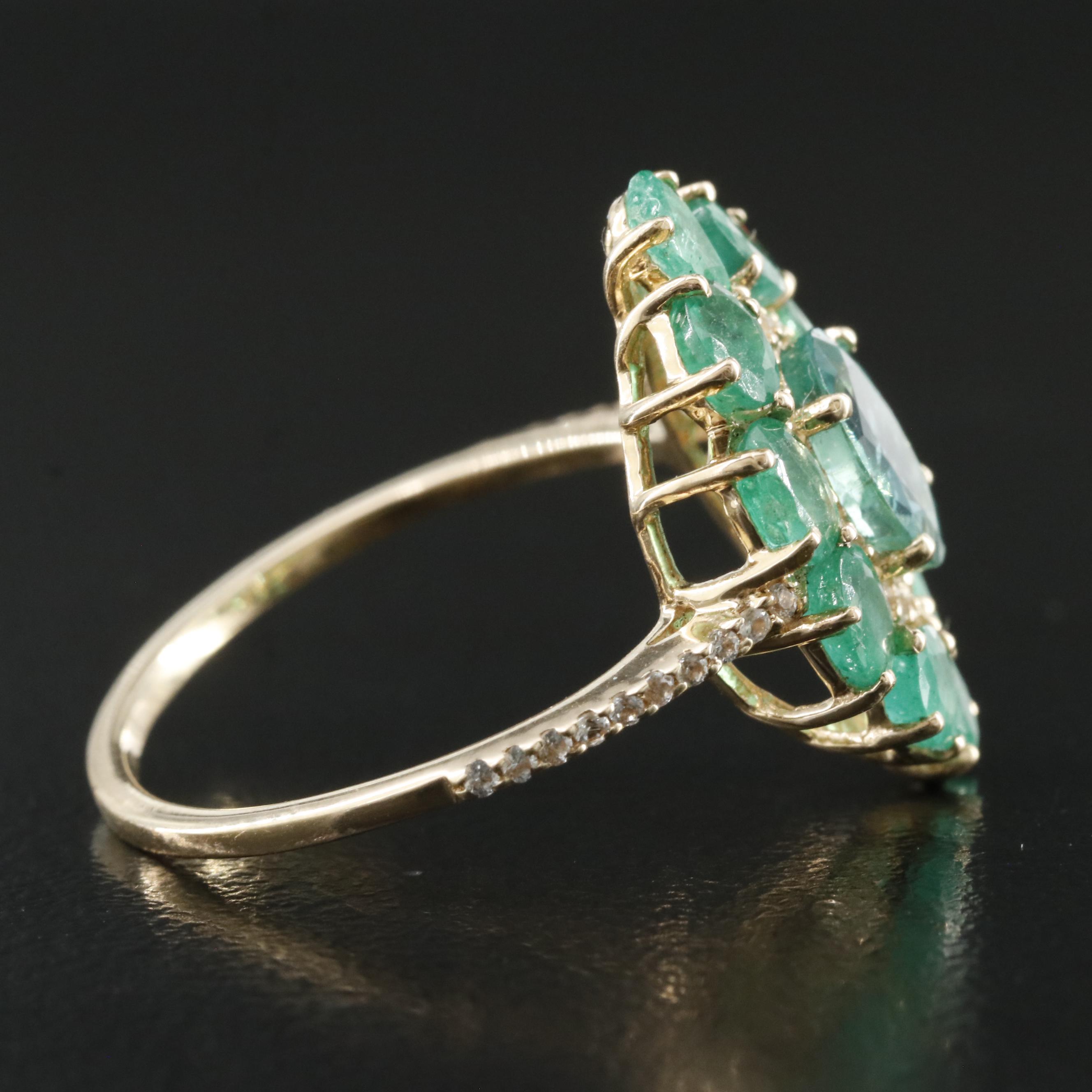 14K Emerald and White Sapphire Ring