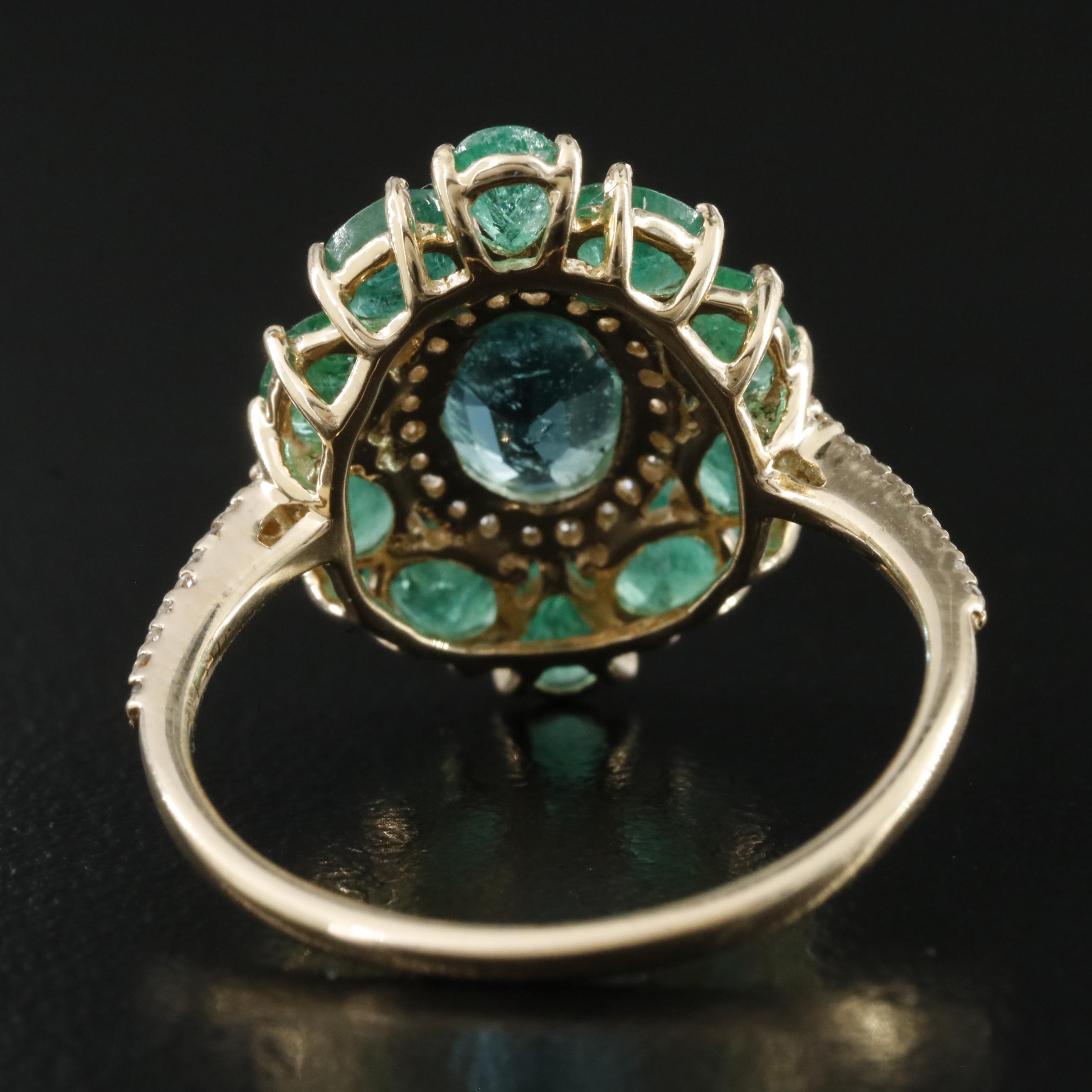 14K Emerald and White Sapphire Ring