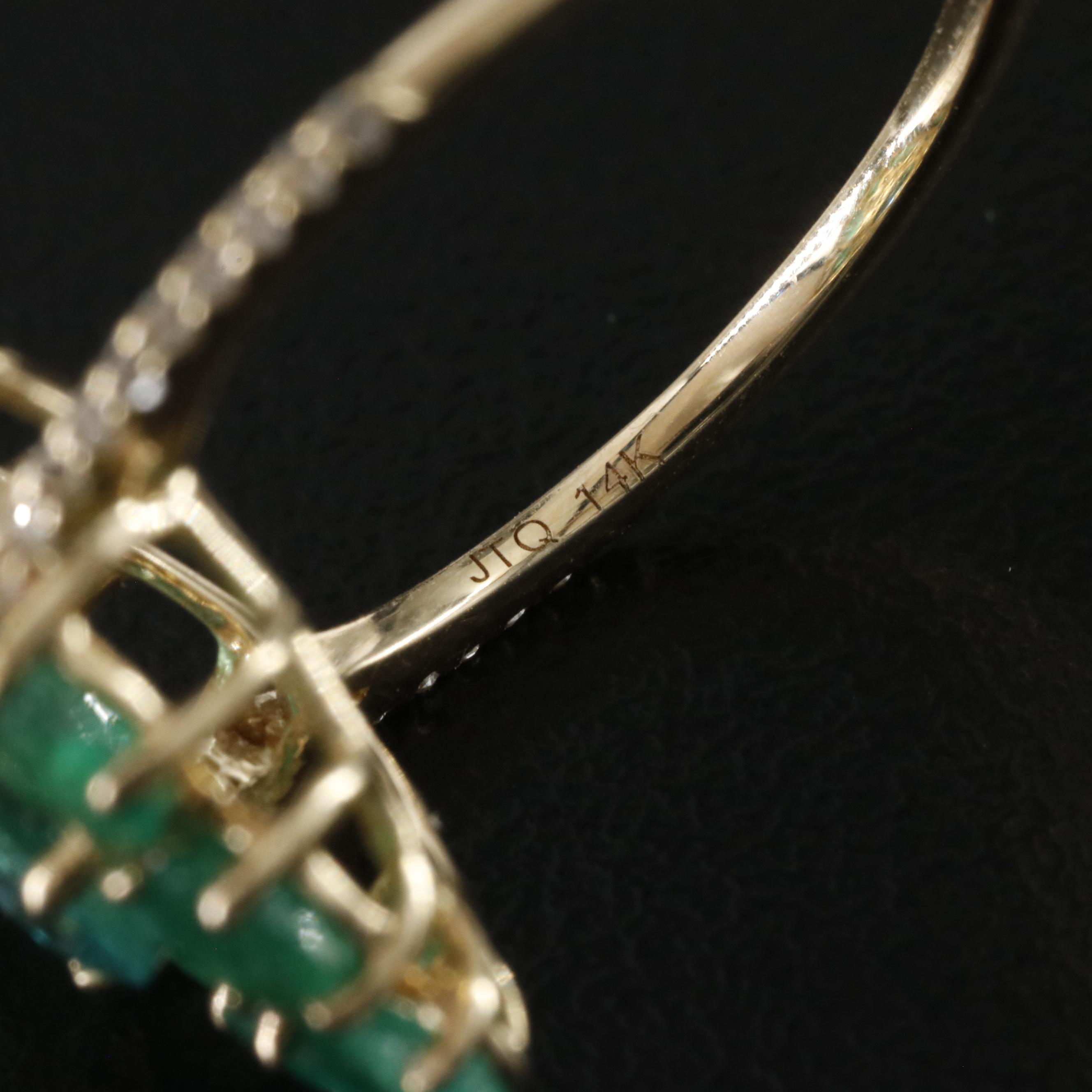 14K Emerald and White Sapphire Ring