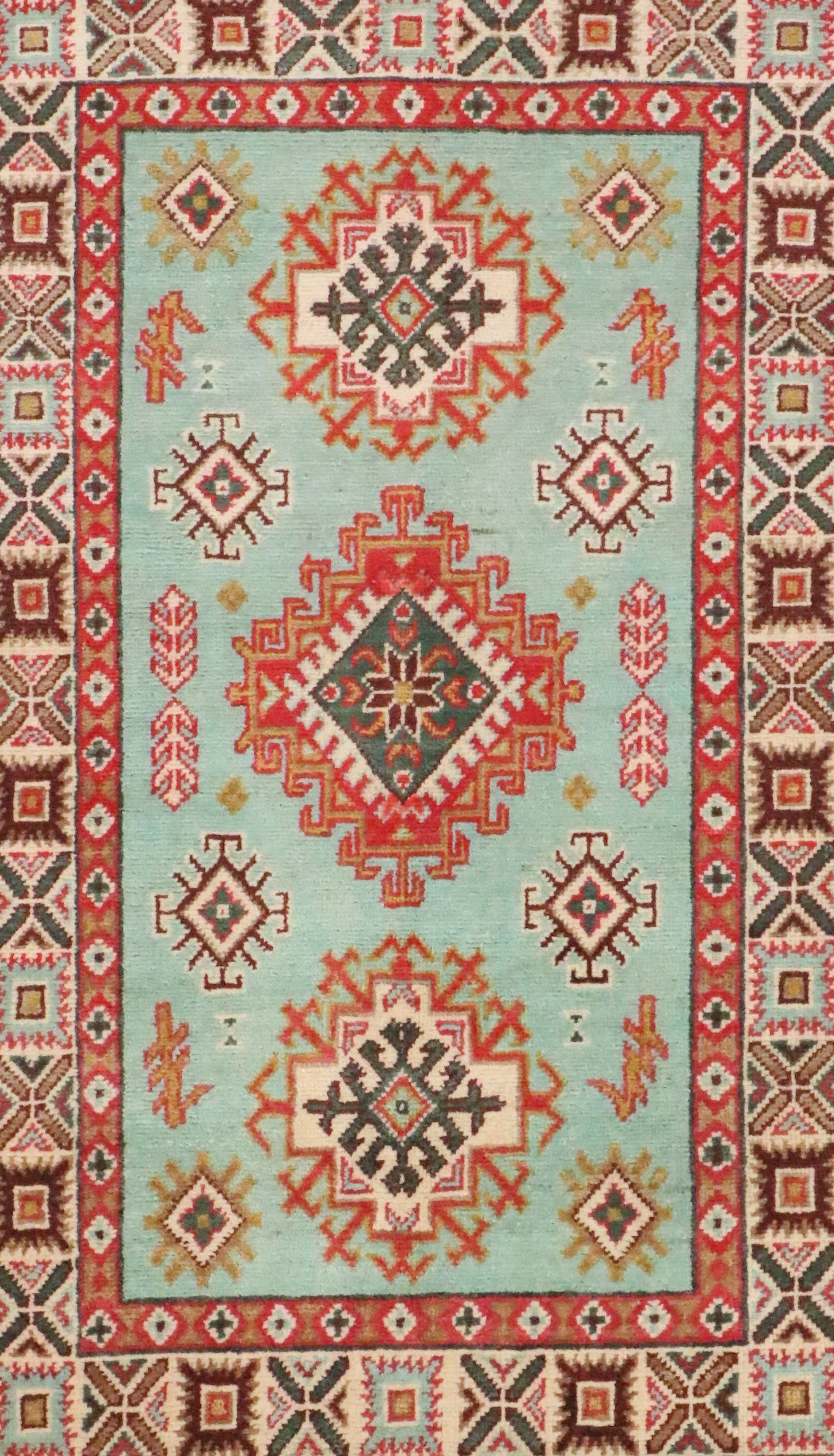 2'7 x 4'4 Hand-Knotted Afghan Kazak Accent Rug