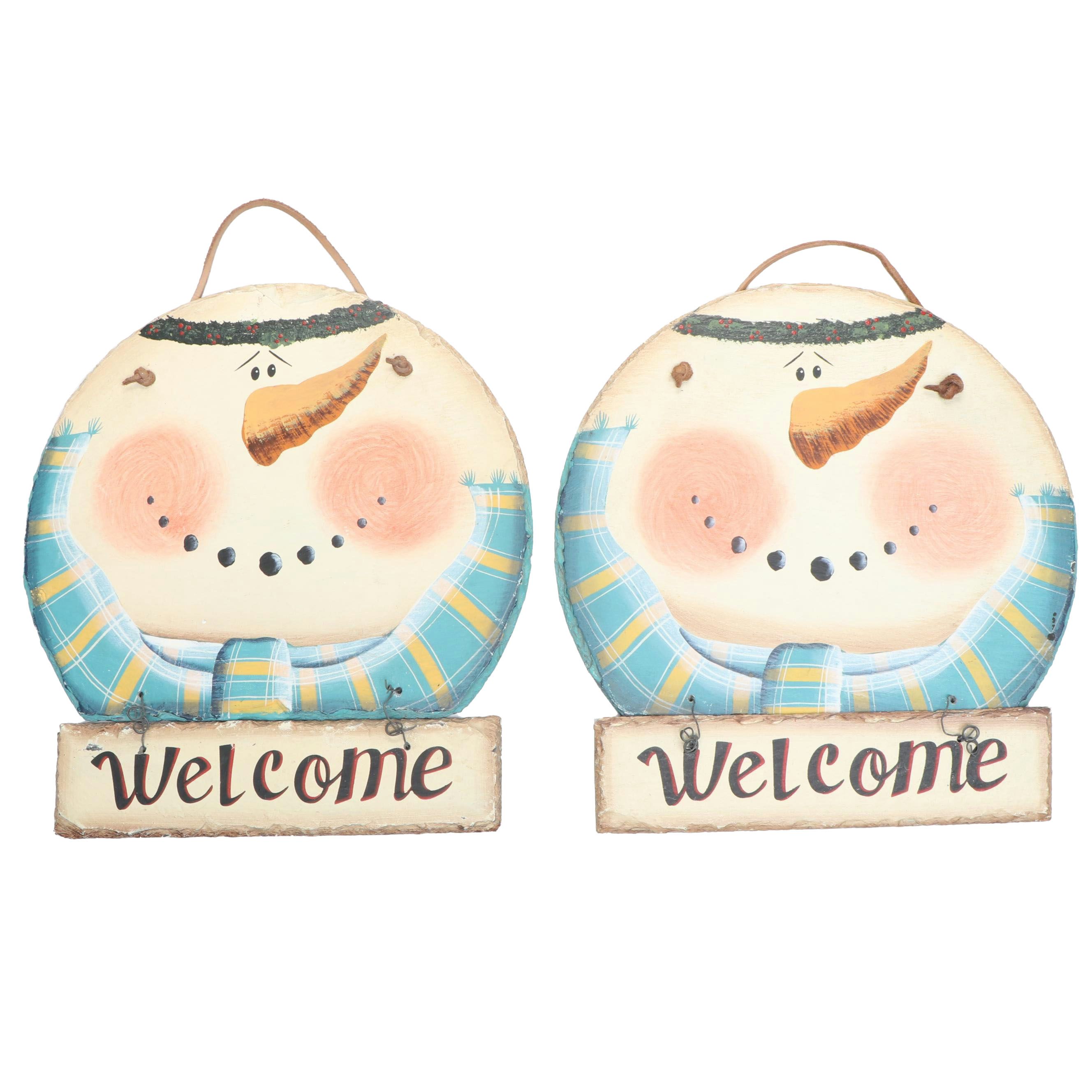 Snowman Wall Hanging Stoneware Welcome Signs