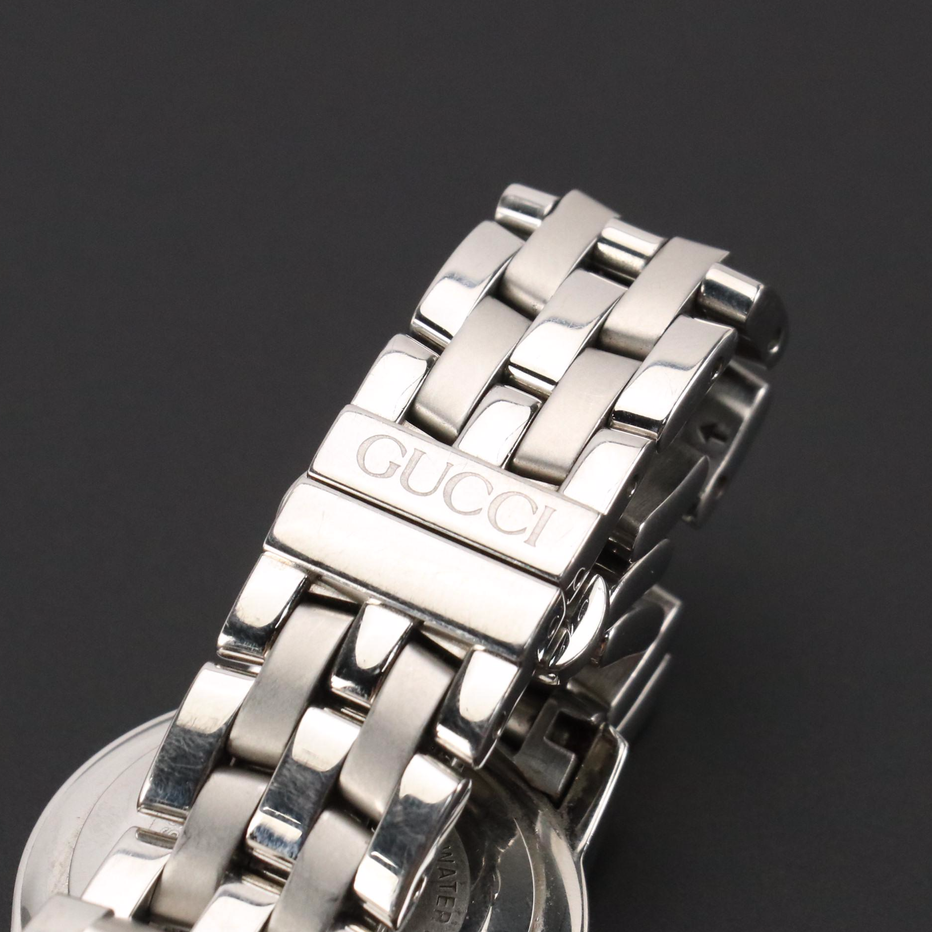 Gucci 5500L Black Dial Stainless Steel Quartz Wristwatch