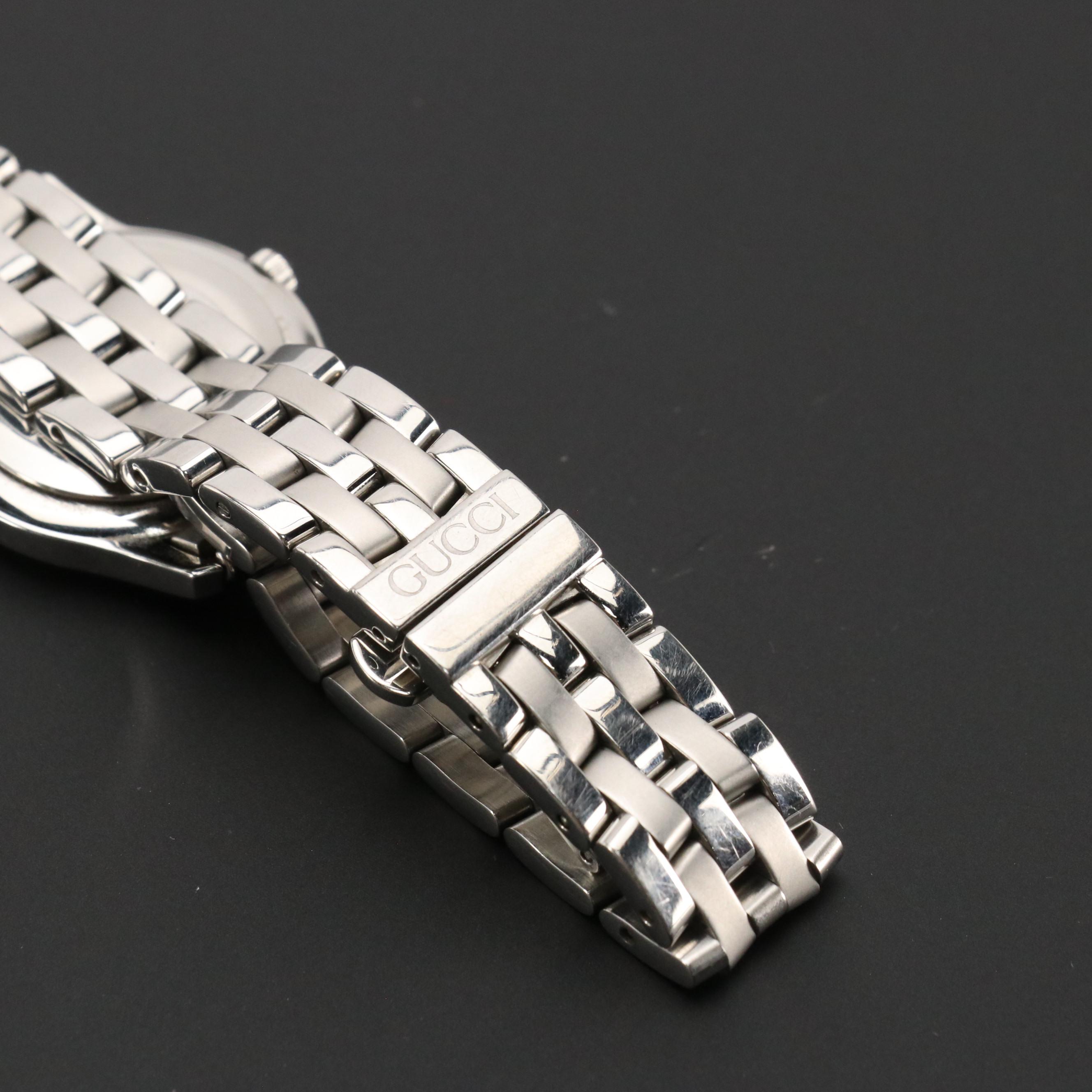 Gucci 5500L Black Dial Stainless Steel Quartz Wristwatch