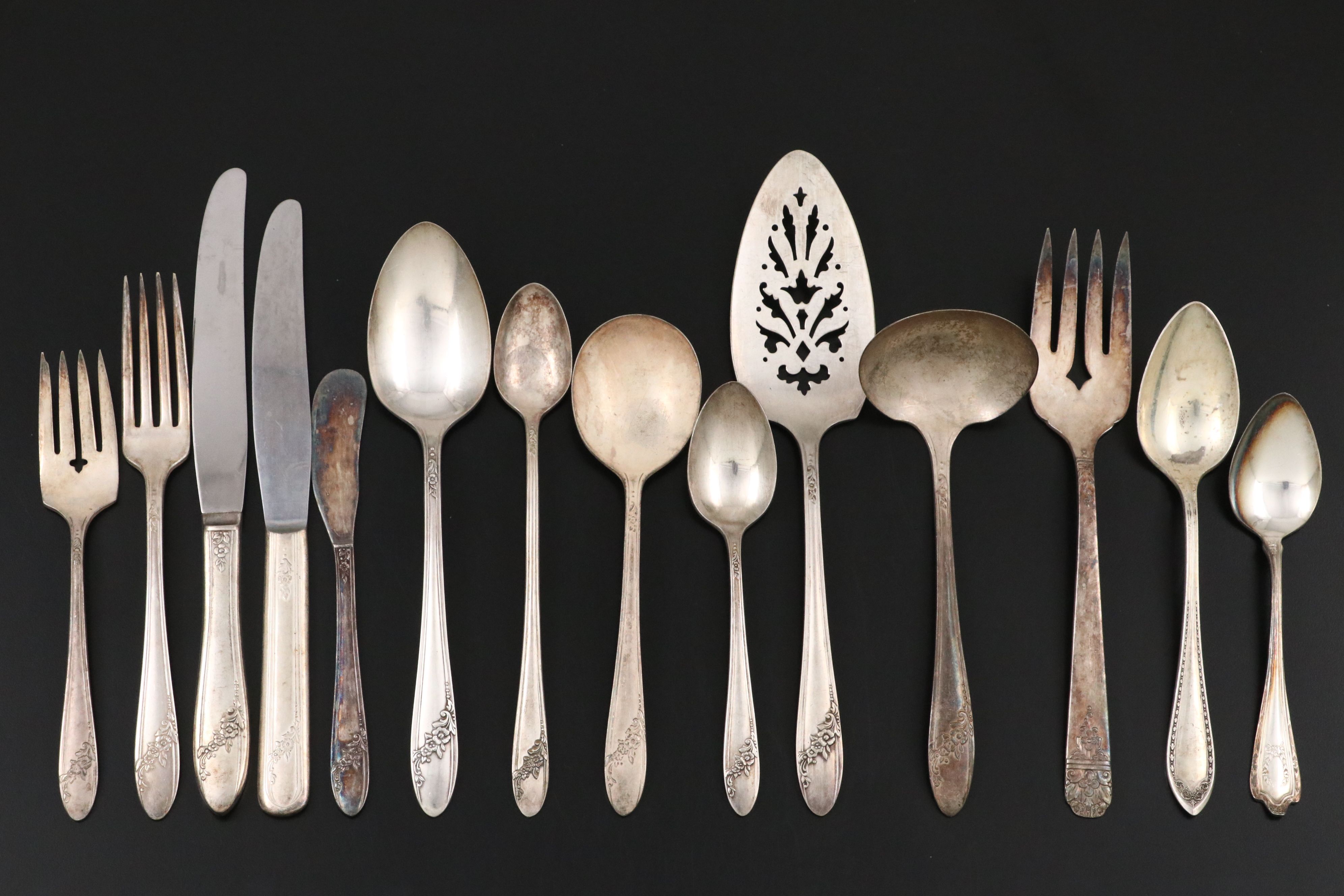 Oneida Community "Queen Bess II" Silver Plate Flatware with Other Flatware