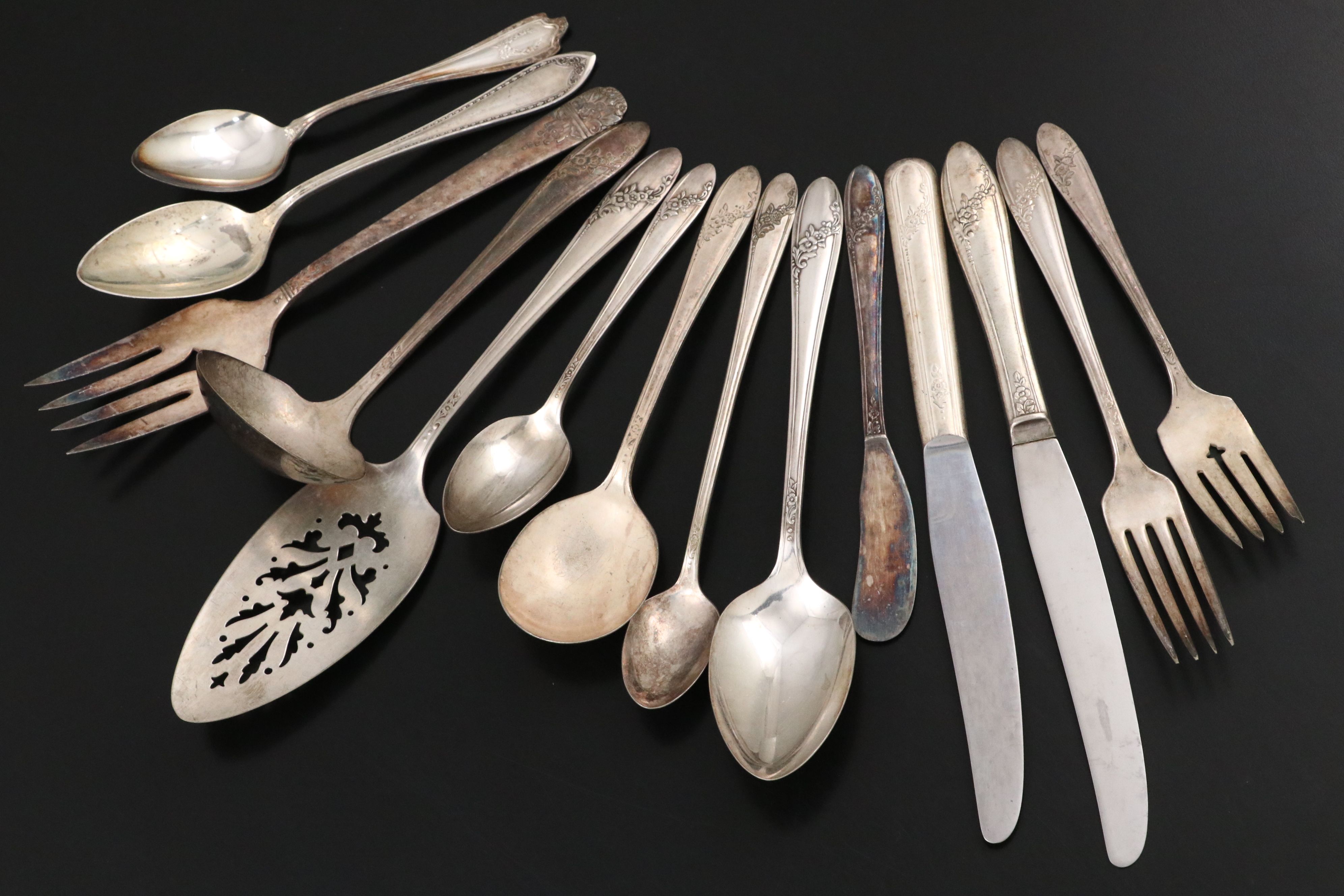 Oneida Community "Queen Bess II" Silver Plate Flatware with Other Flatware
