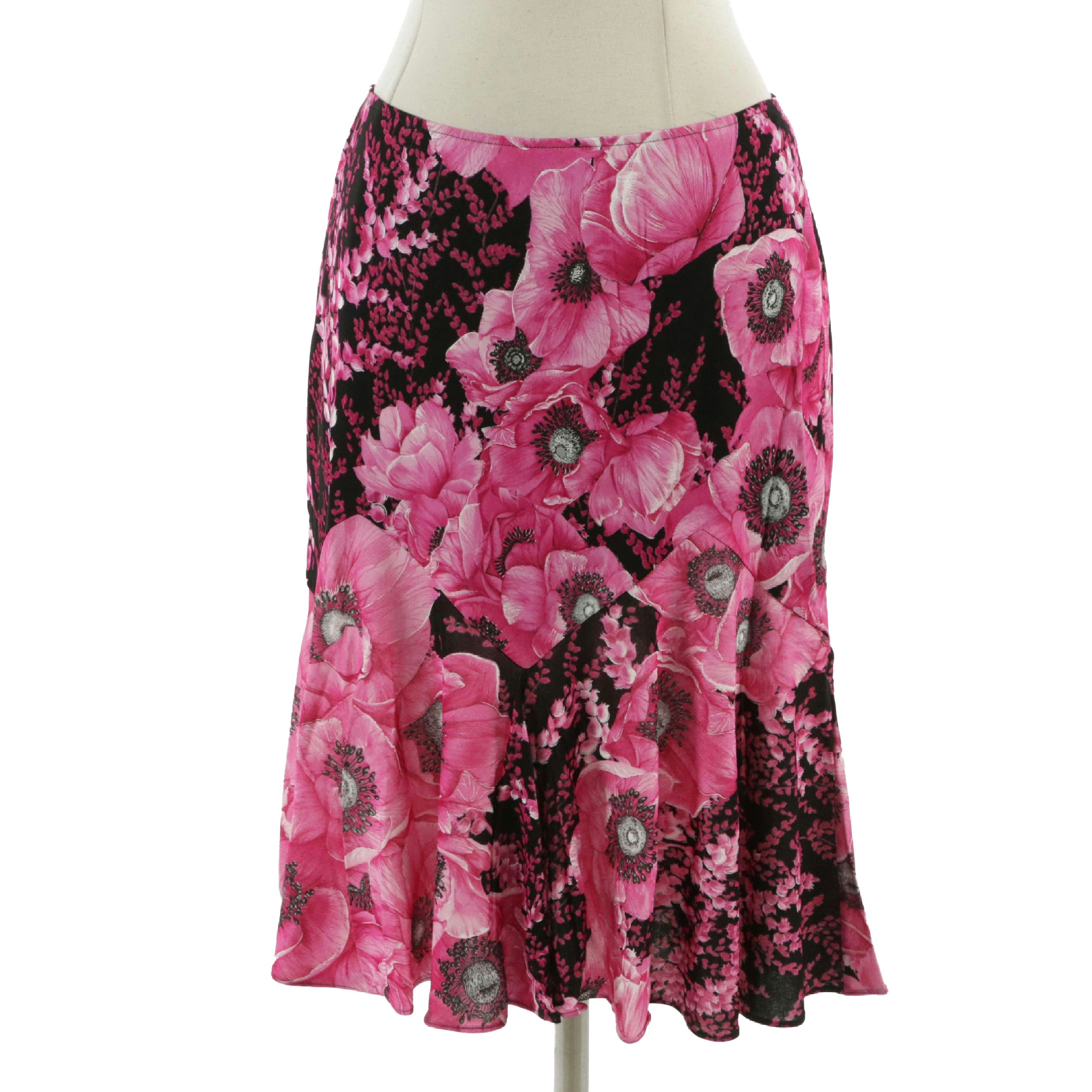 Gianni Versace Couture Floral Print Midi Skirt