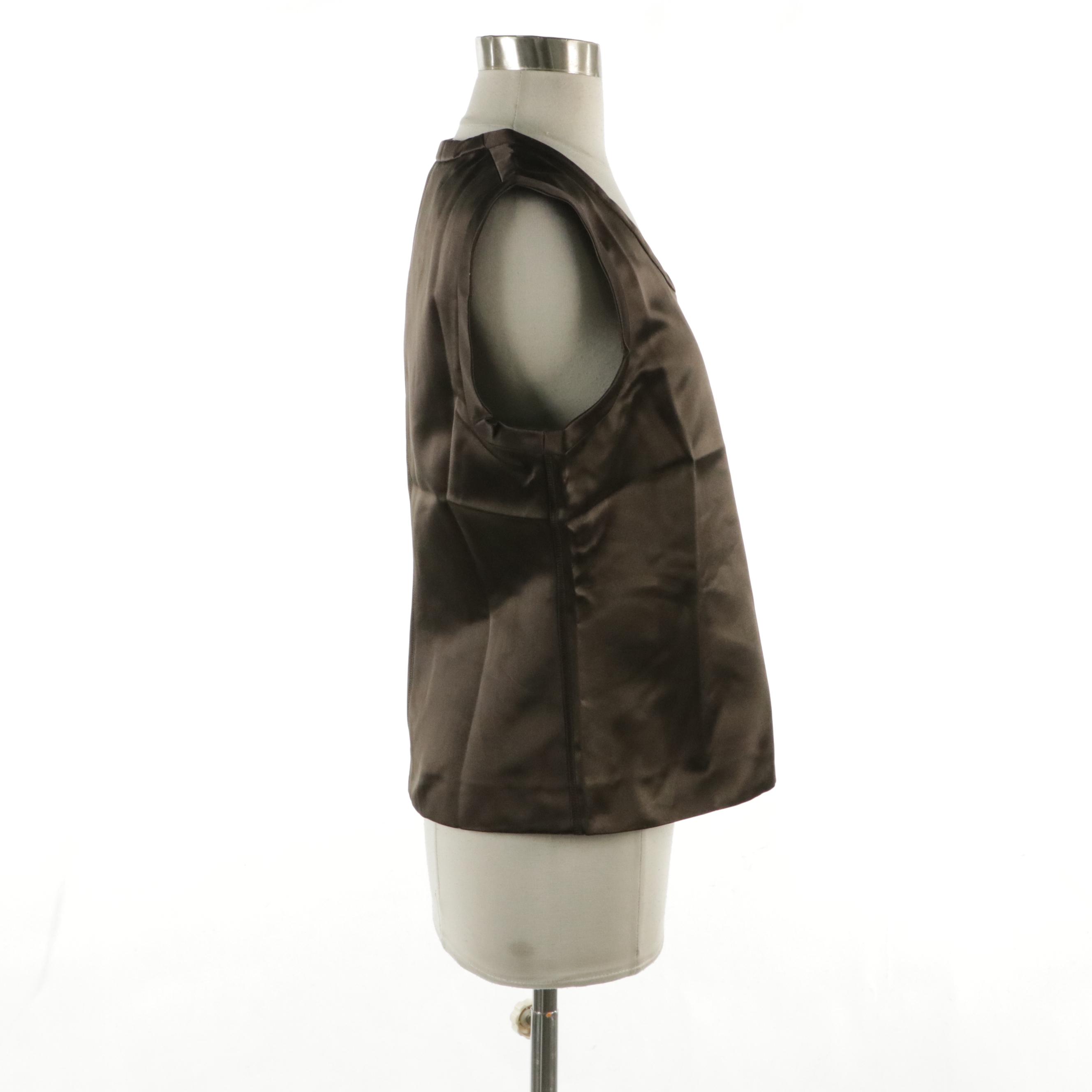 Prada Brown Silk Sleeveless Top with Tags