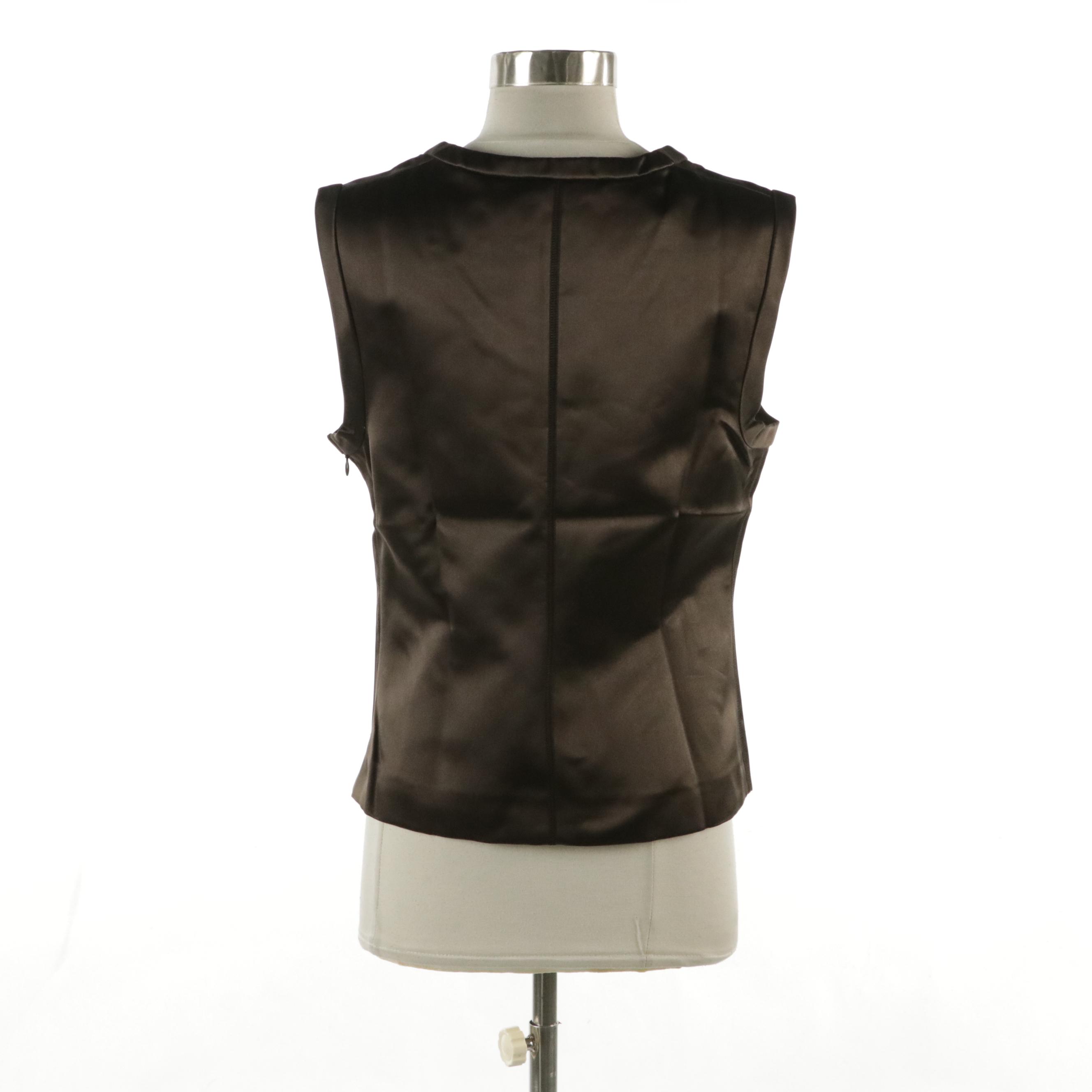 Prada Brown Silk Sleeveless Top with Tags