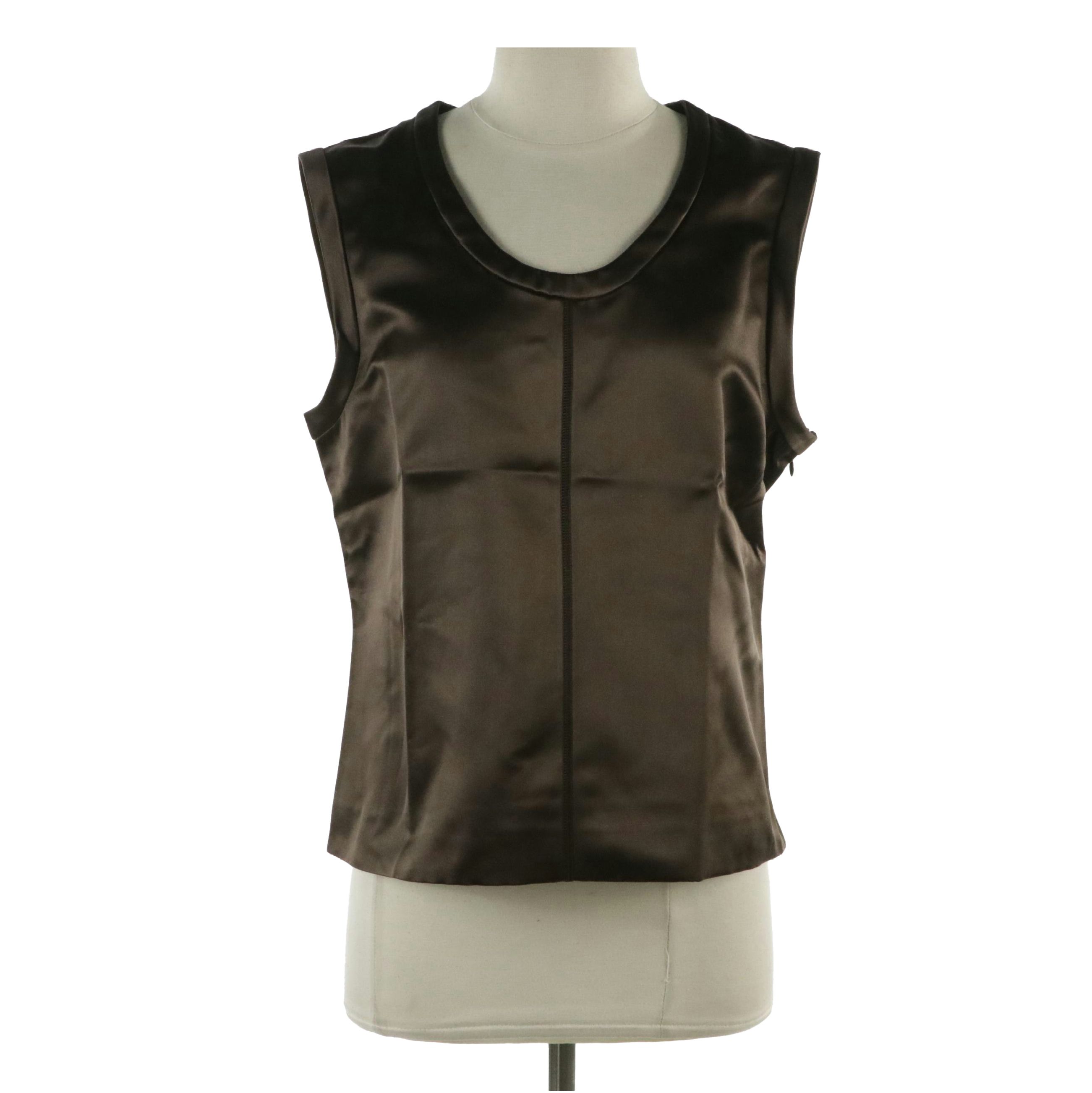 Prada Brown Silk Sleeveless Top with Tags