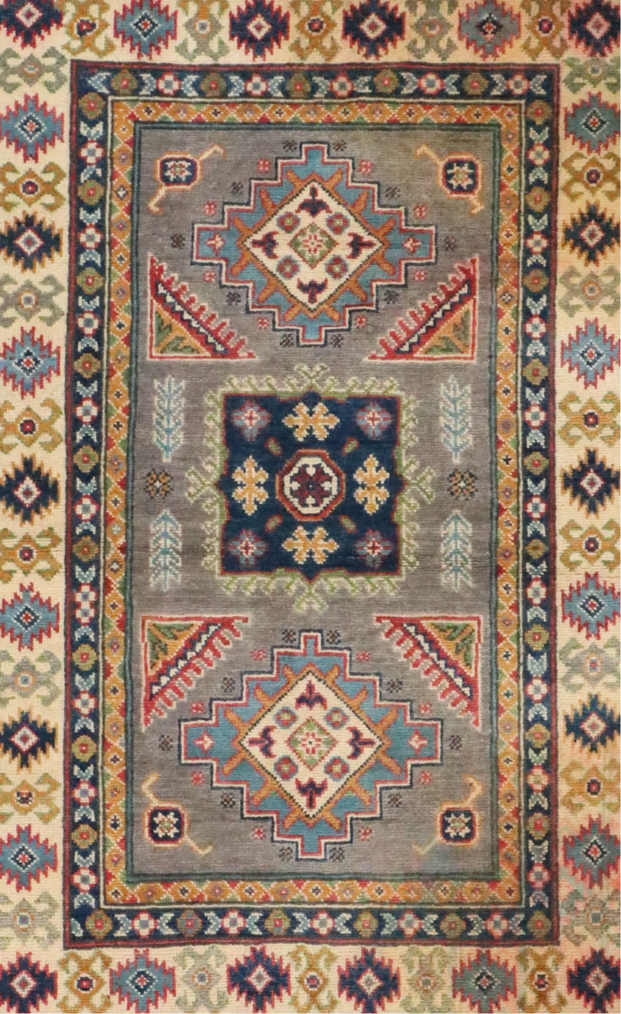 3'3 x 4'11 Hand-Knotted Afghan Kazak Area Rug