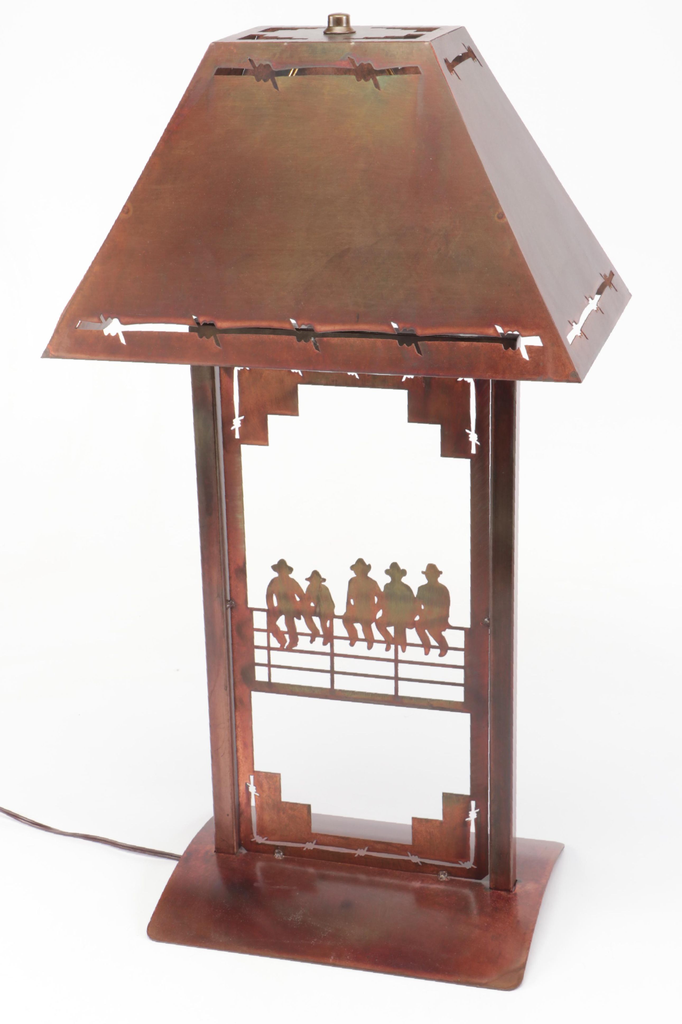 Bronze Finish Cowboy Silhouette Table Lamp