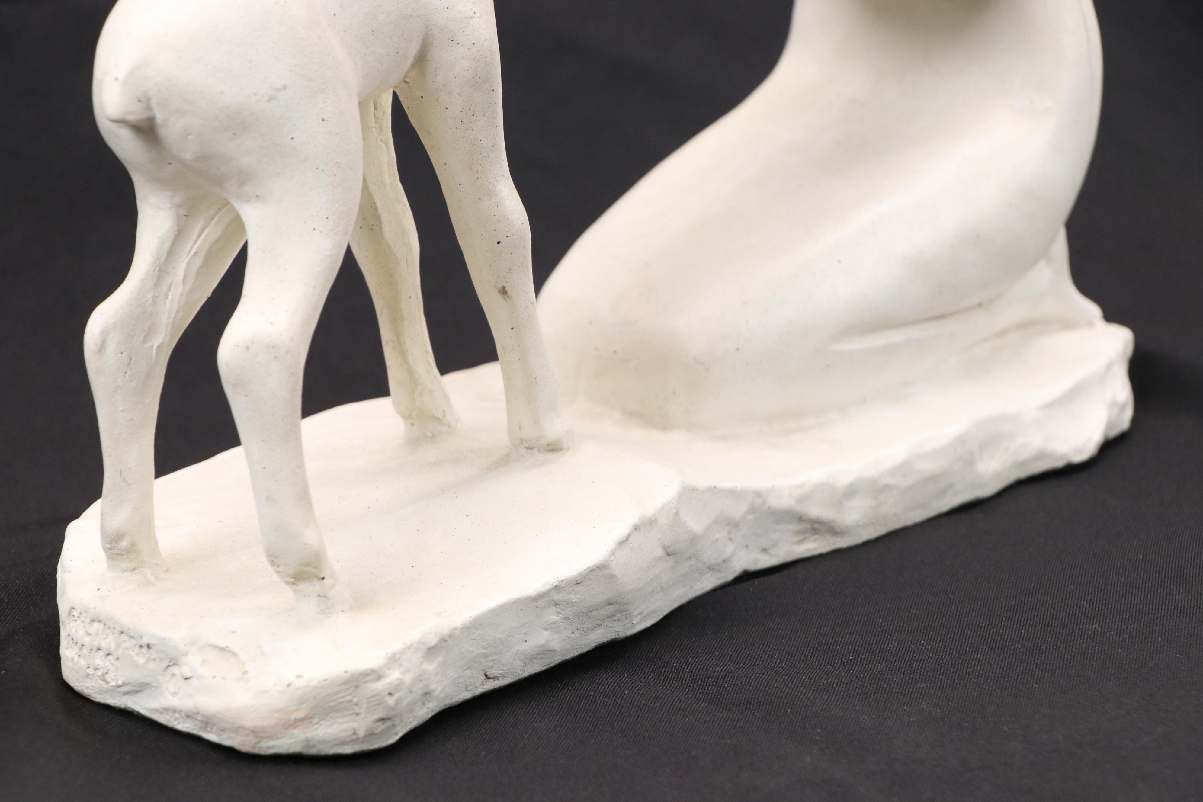 David Fisher Austin Productions Inc. Ceramic Sculpture "Woman With Fawn," 1981