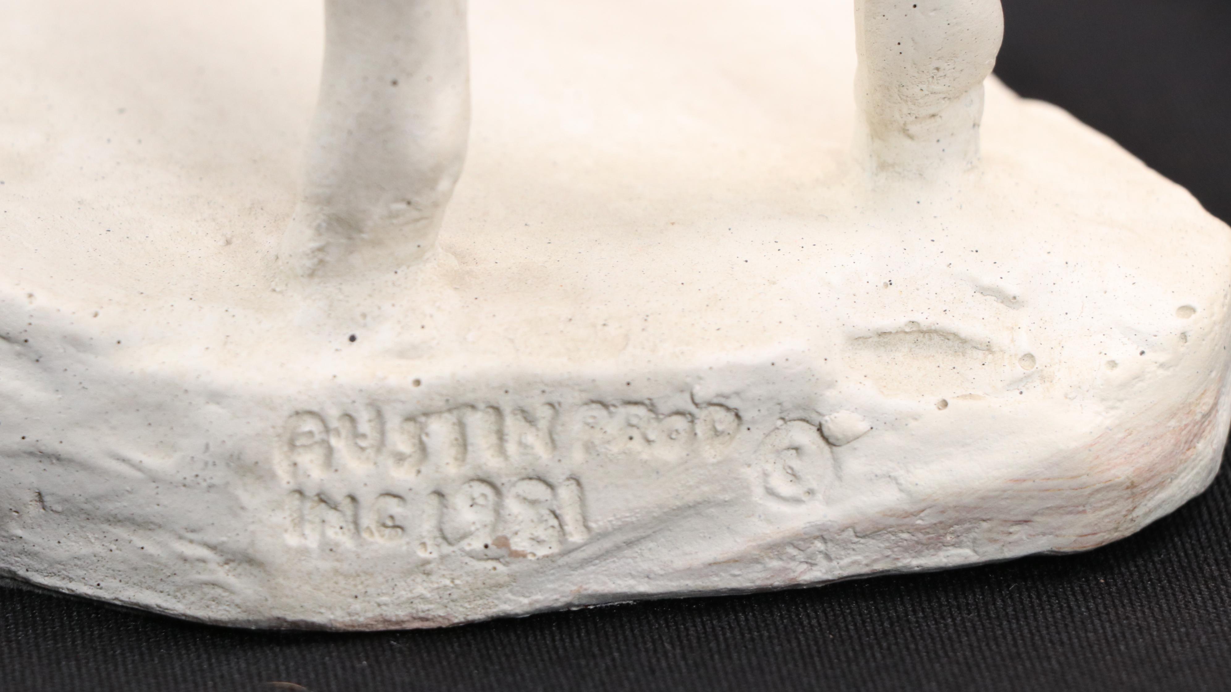 David Fisher Austin Productions Inc. Ceramic Sculpture "Woman With Fawn," 1981