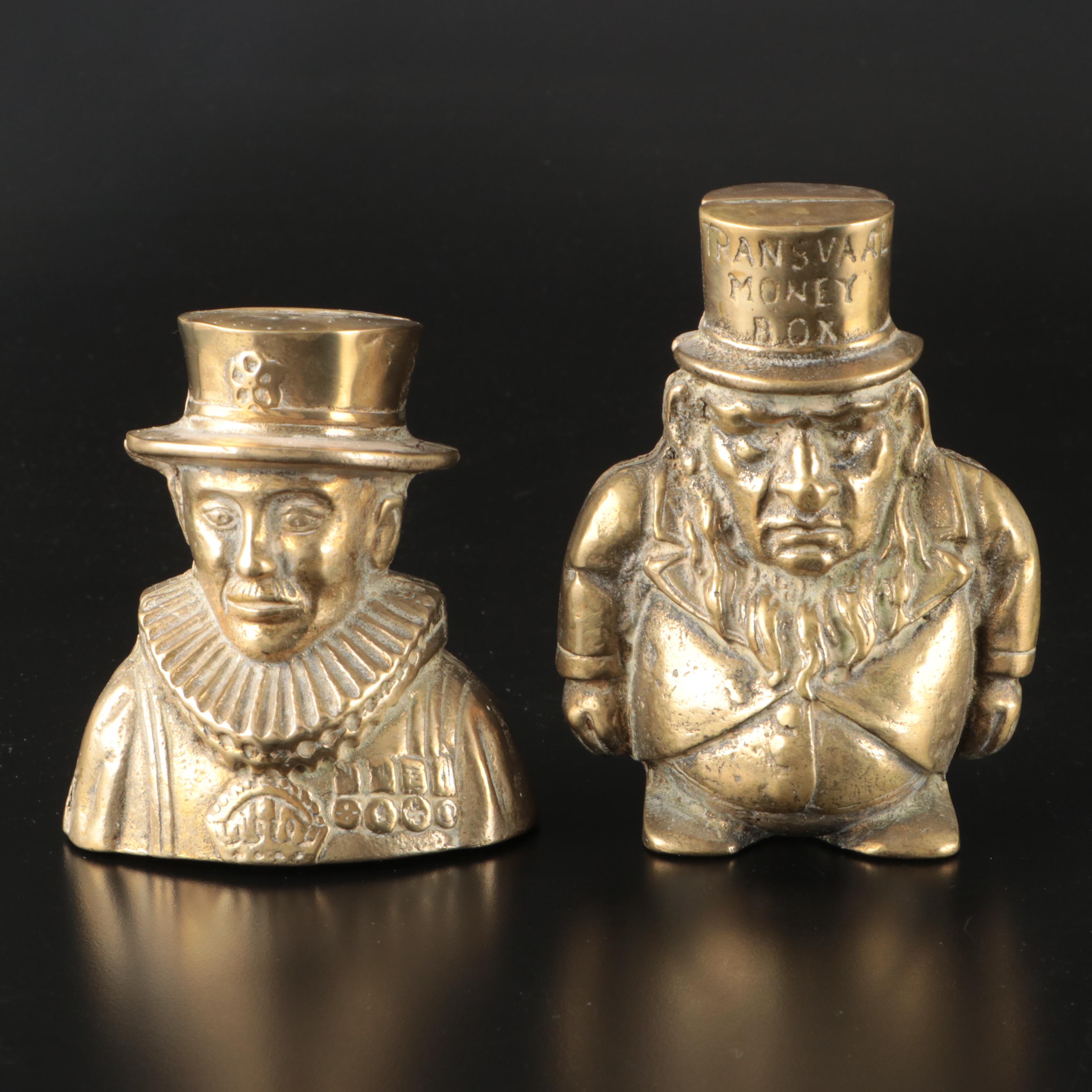 English Brass Figural Coin Banks