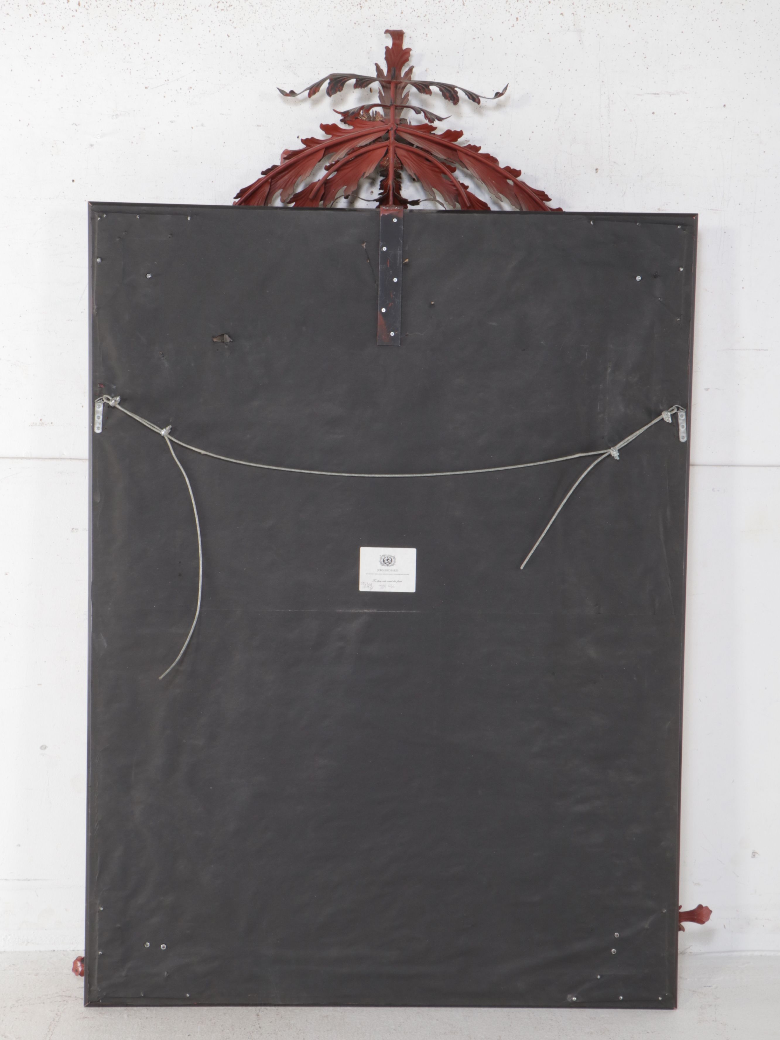 John Richard French Style Antiqued Wall Mirror with Metal Leaf Embellishments