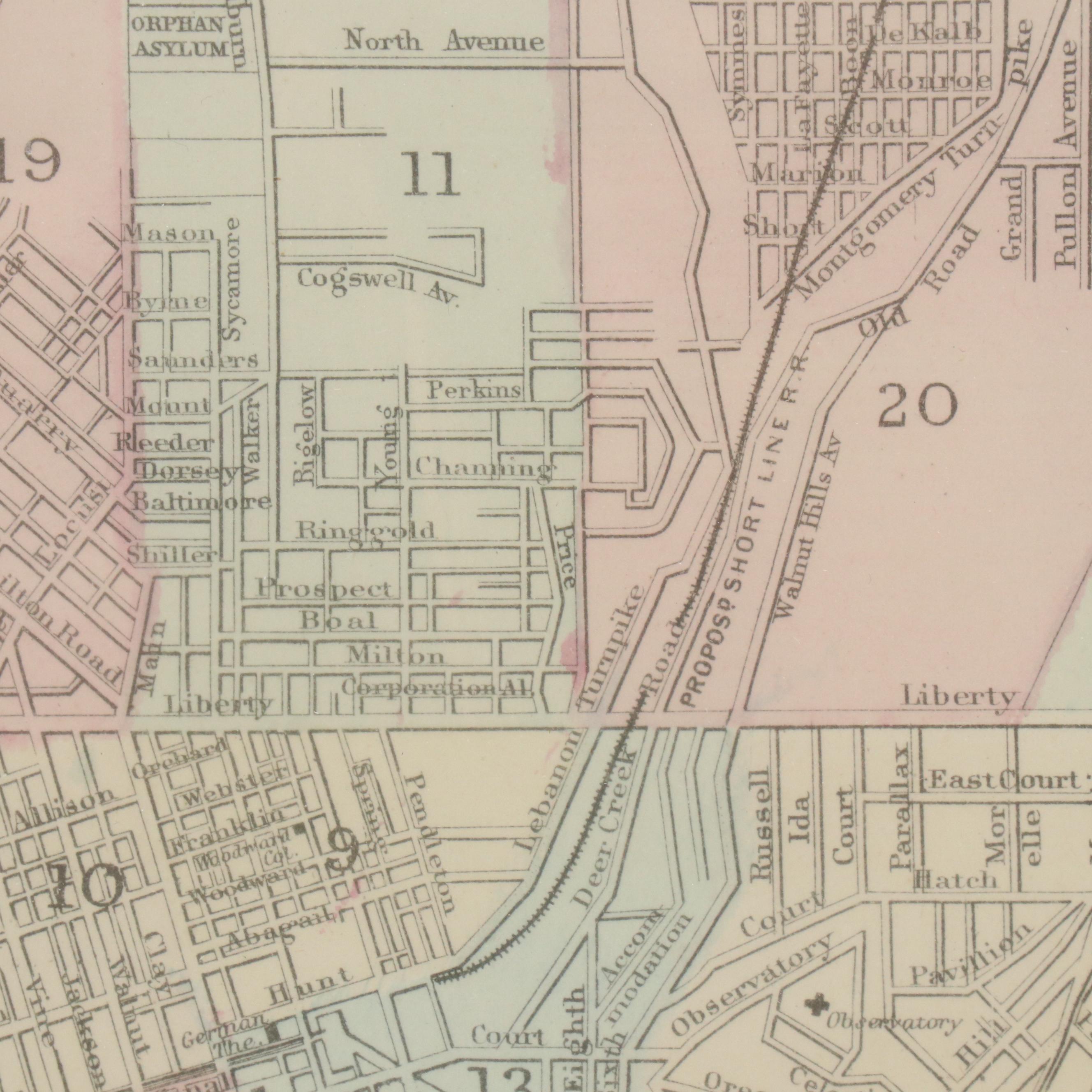 Hand-Colored Engraved City Map "Plan of Cincinnati and Vicinity," circa 1874