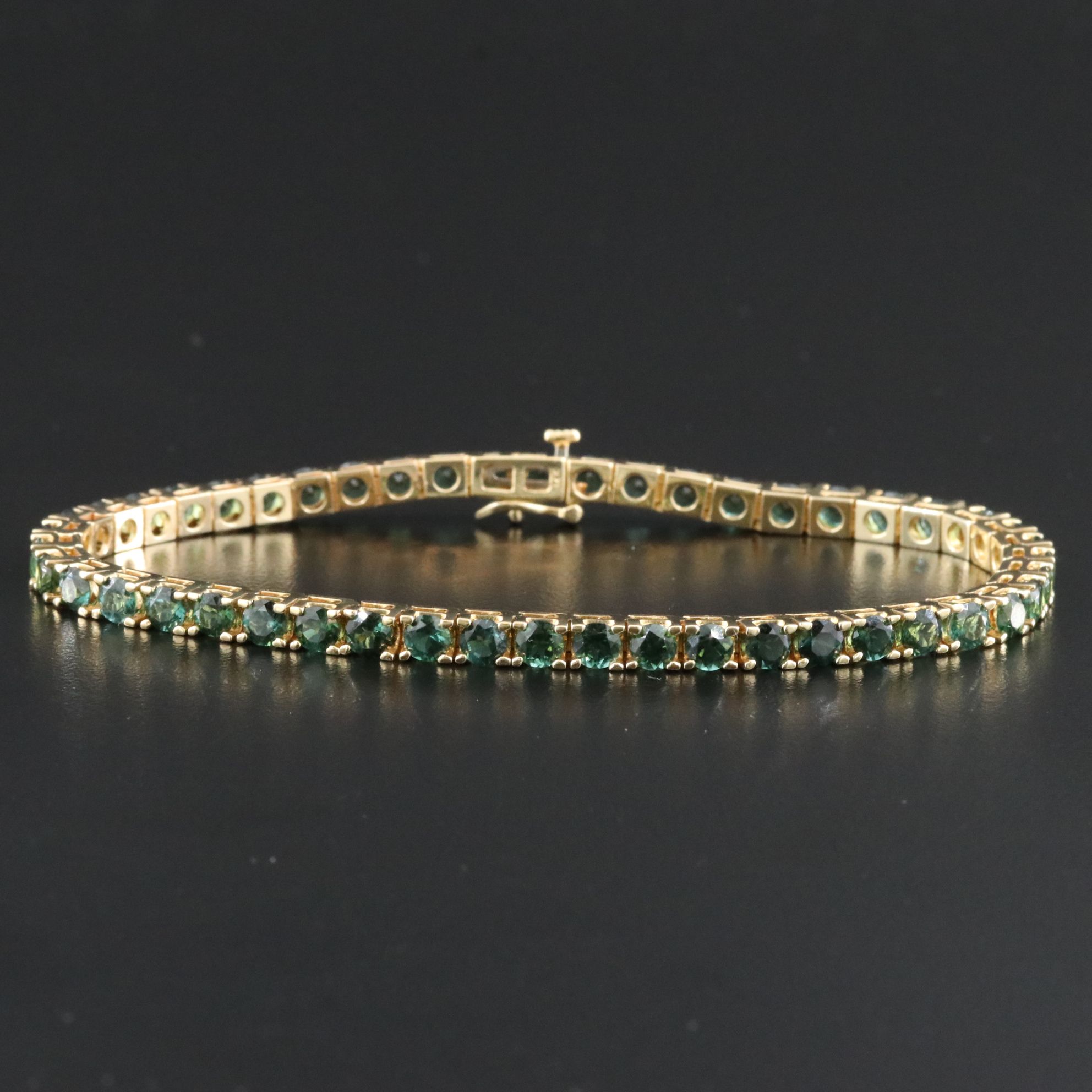 14K Green Tourmaline Line Bracelet