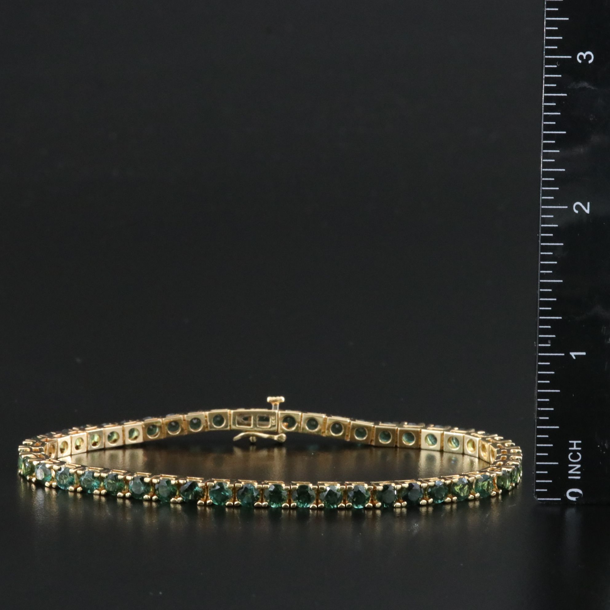 14K Green Tourmaline Line Bracelet