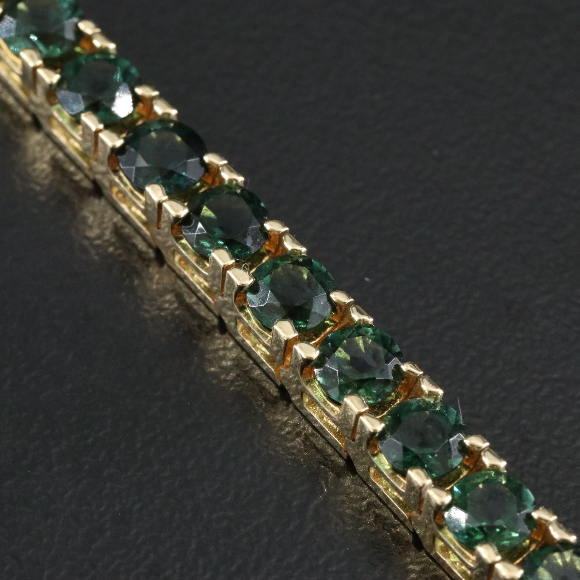 14K Green Tourmaline Line Bracelet