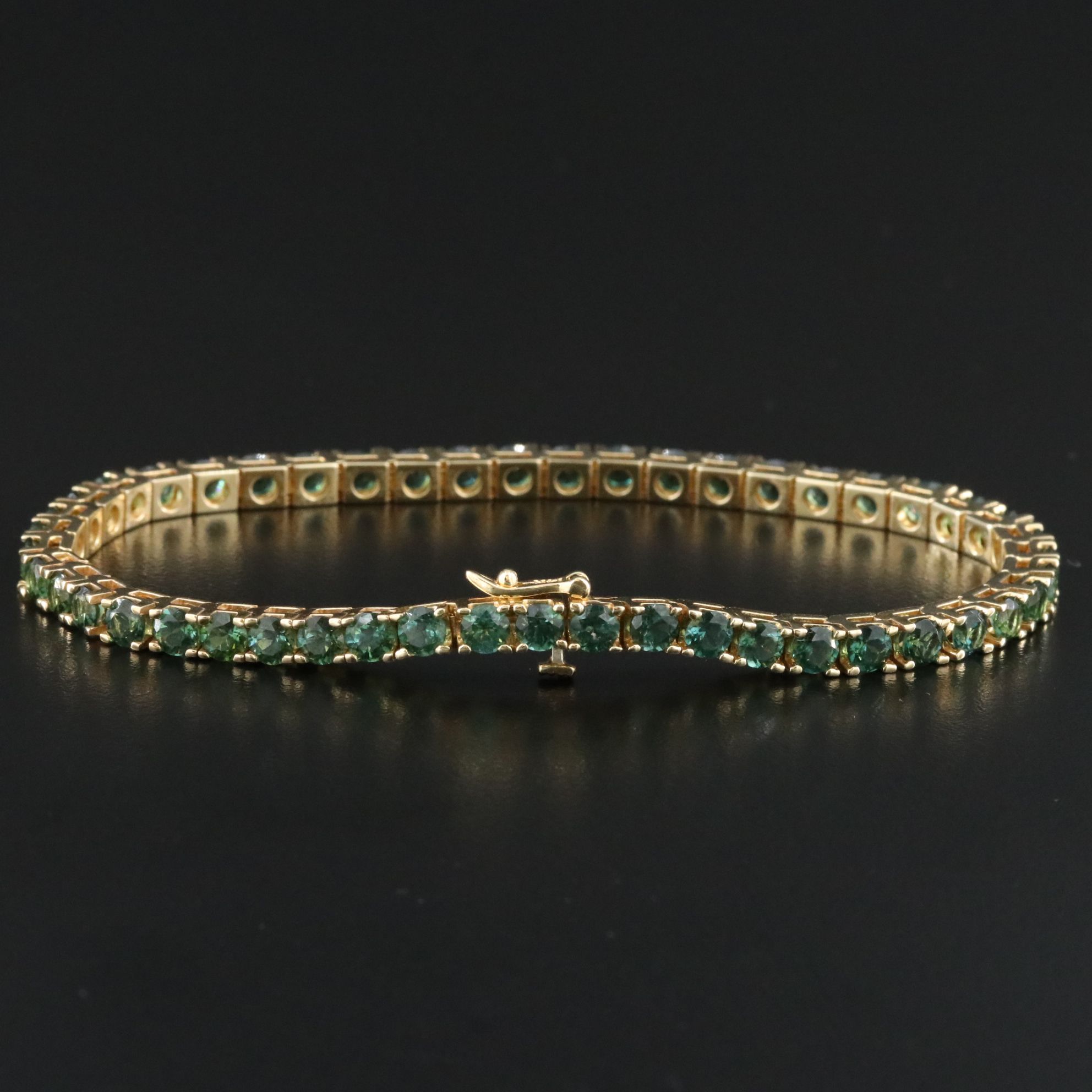 14K Green Tourmaline Line Bracelet