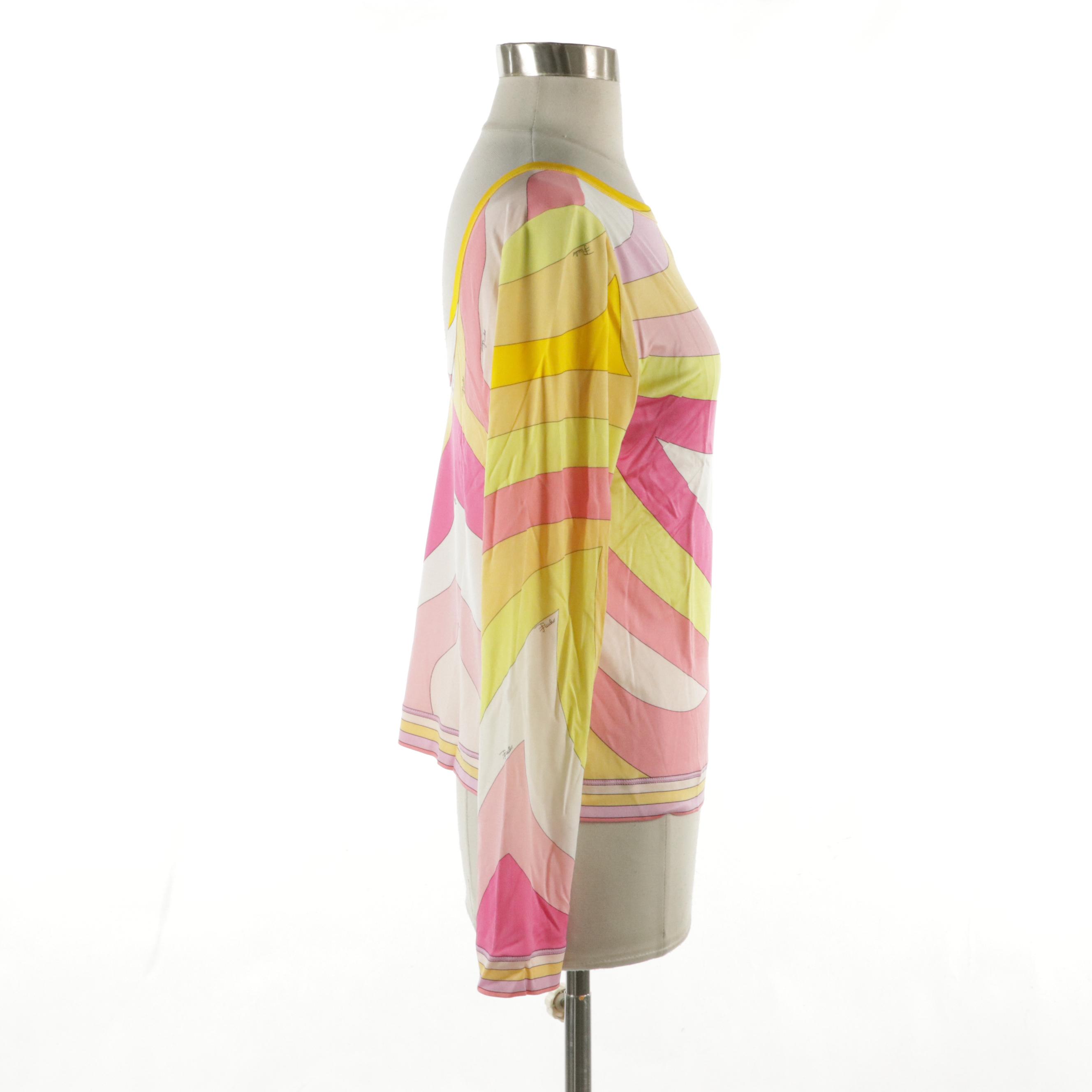 Emilio Pucci Printed Silk Scooped Neck Top with Tag from Barneys New York