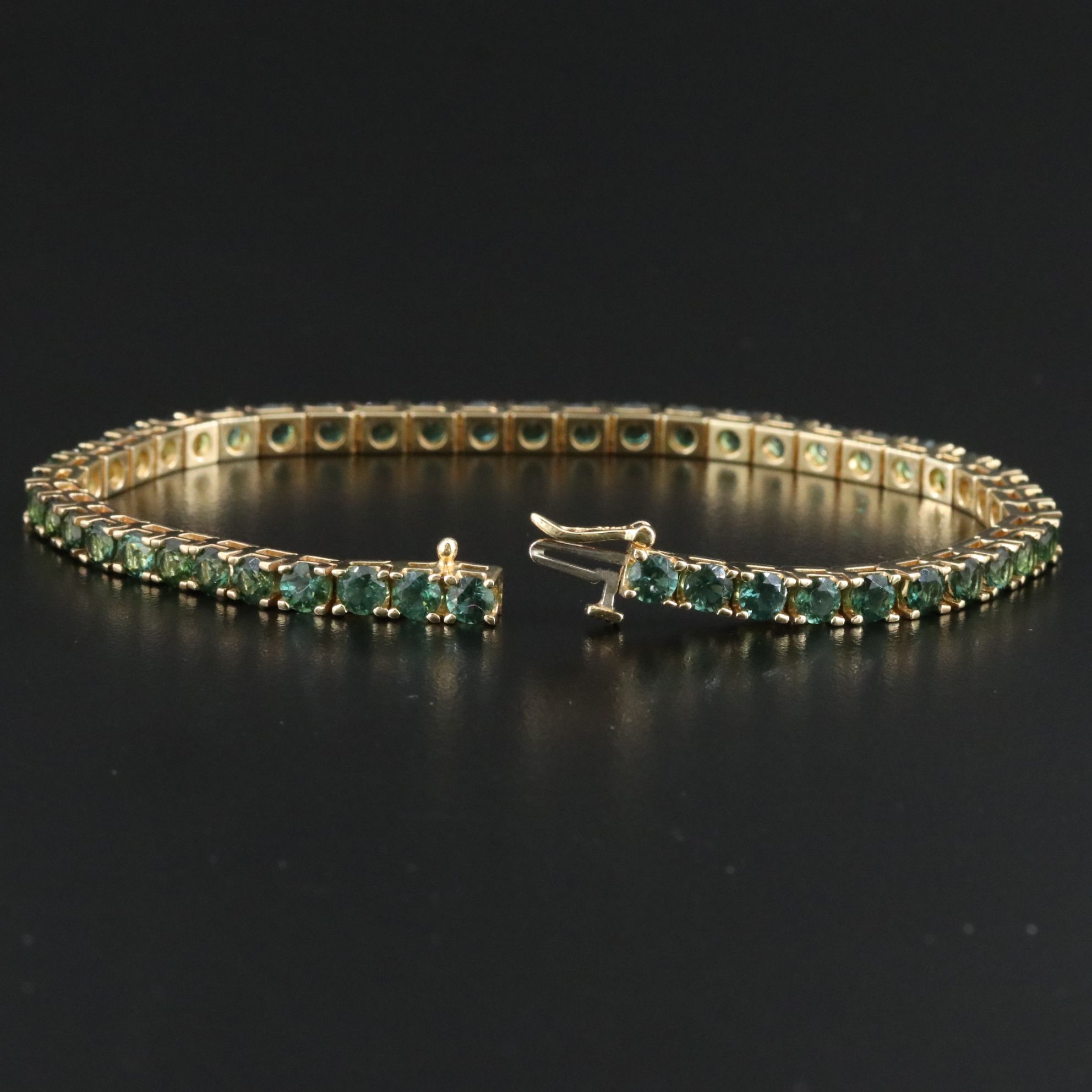 14K Green Tourmaline Line Bracelet