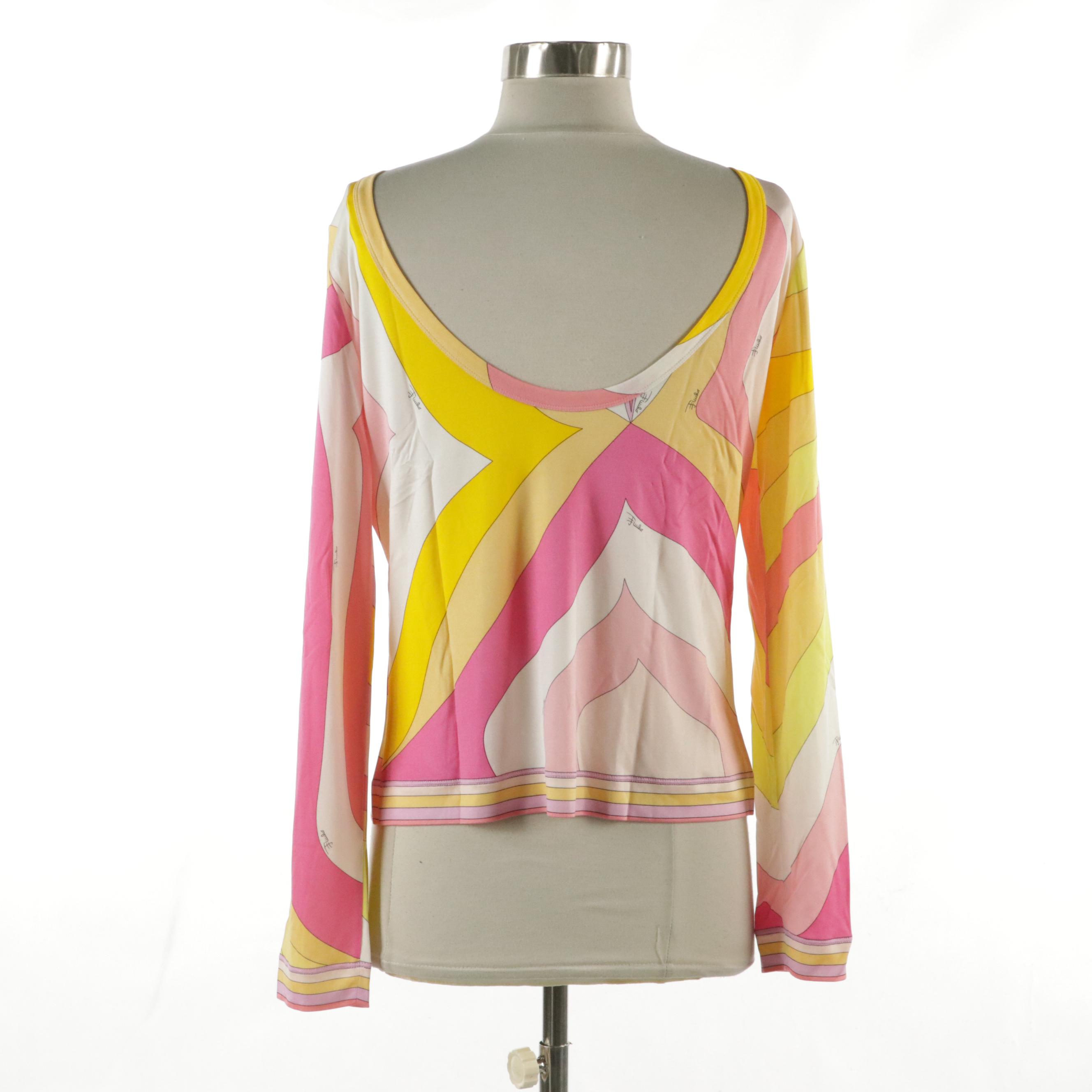 Emilio Pucci Printed Silk Scooped Neck Top with Tag from Barneys New York