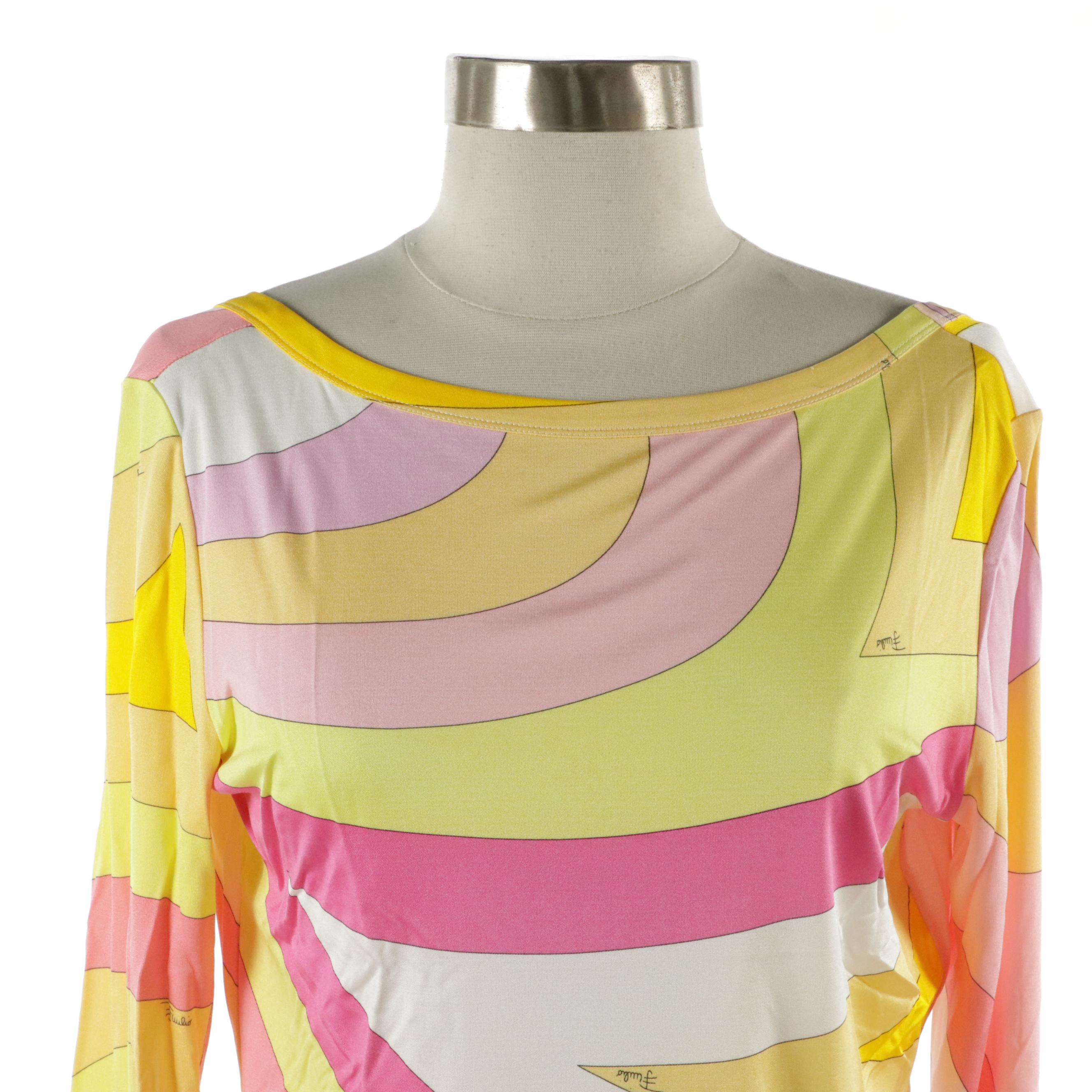 Emilio Pucci Printed Silk Scooped Neck Top with Tag from Barneys New York